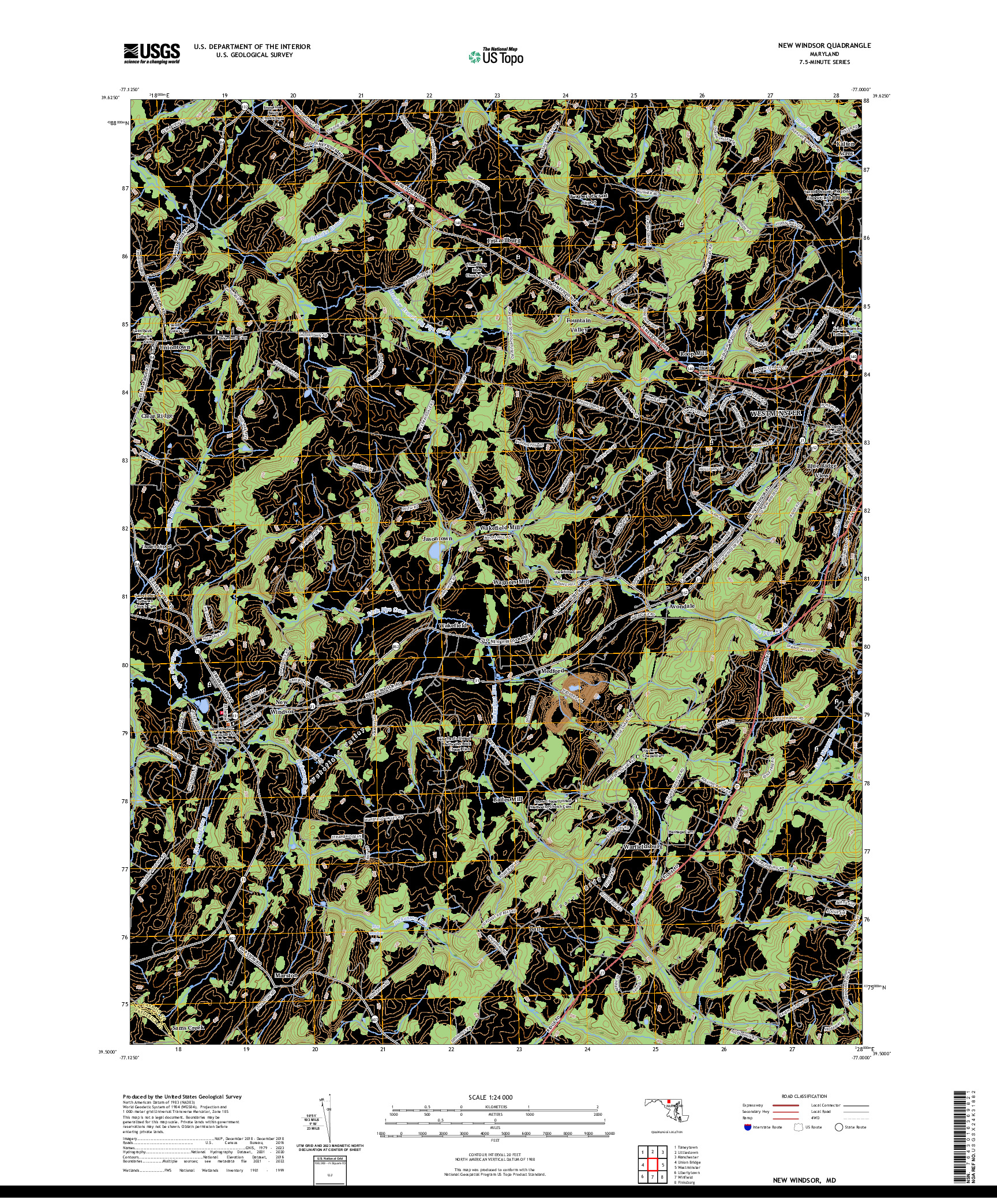 US TOPO 7.5-MINUTE MAP FOR NEW WINDSOR, MD