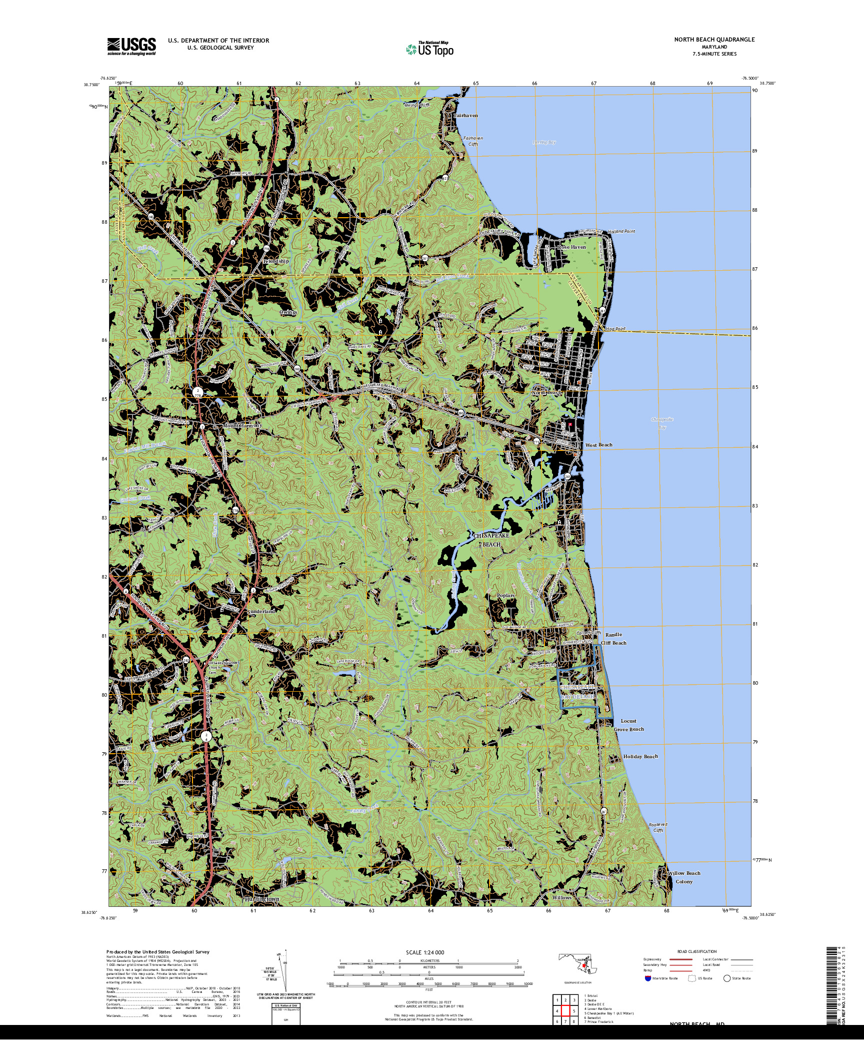 US TOPO 7.5-MINUTE MAP FOR NORTH BEACH, MD