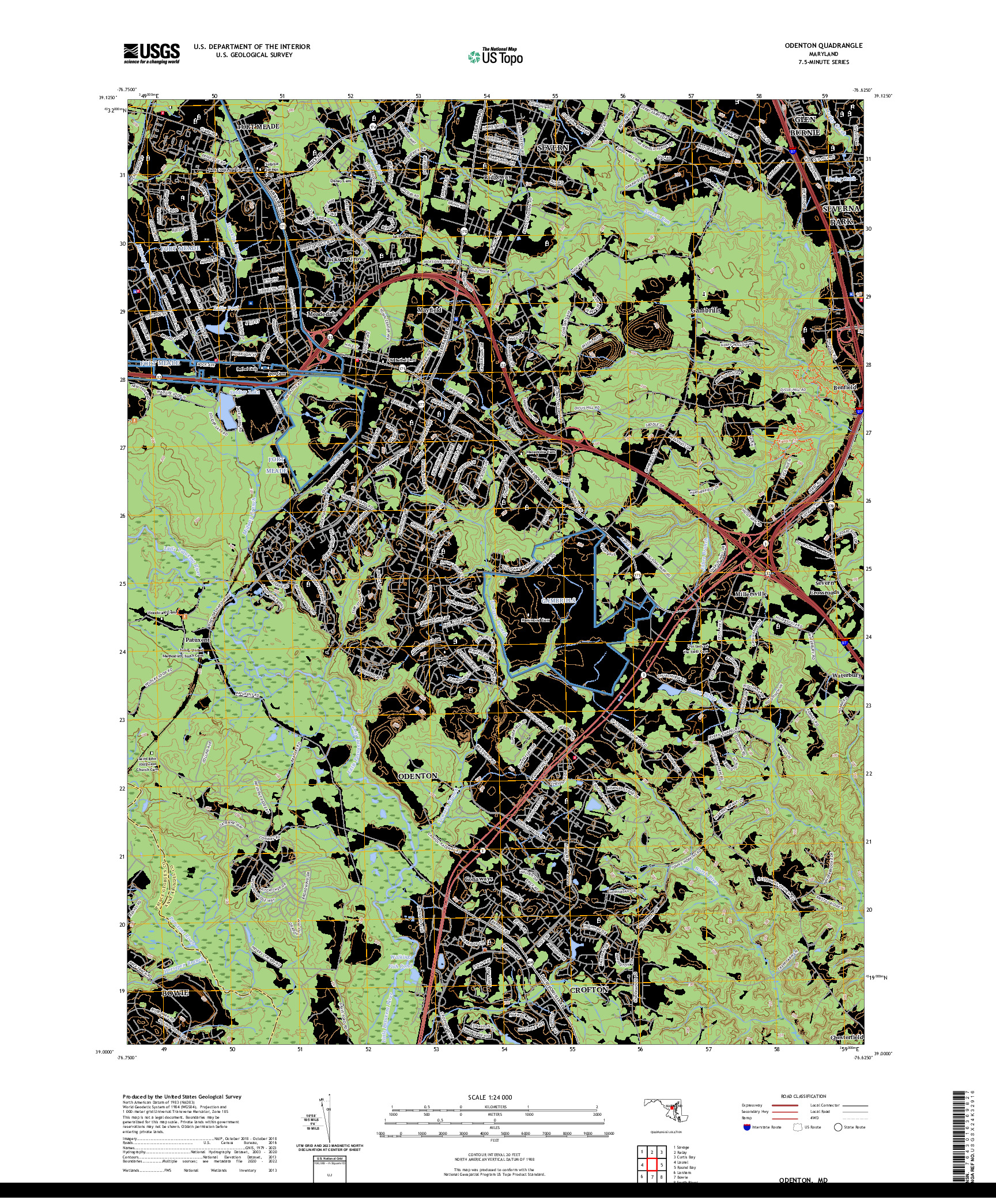 US TOPO 7.5-MINUTE MAP FOR ODENTON, MD