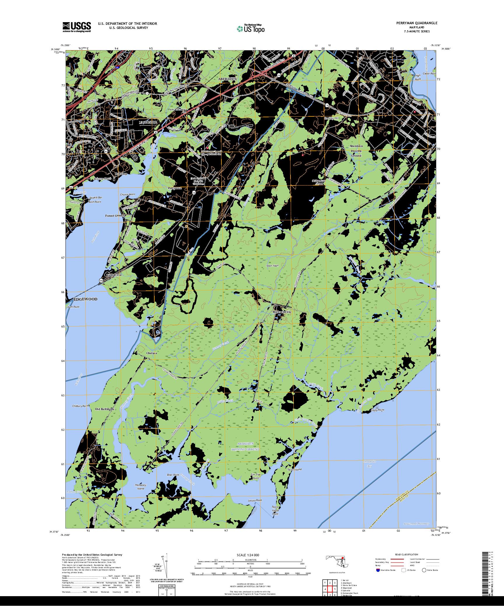 US TOPO 7.5-MINUTE MAP FOR PERRYMAN, MD