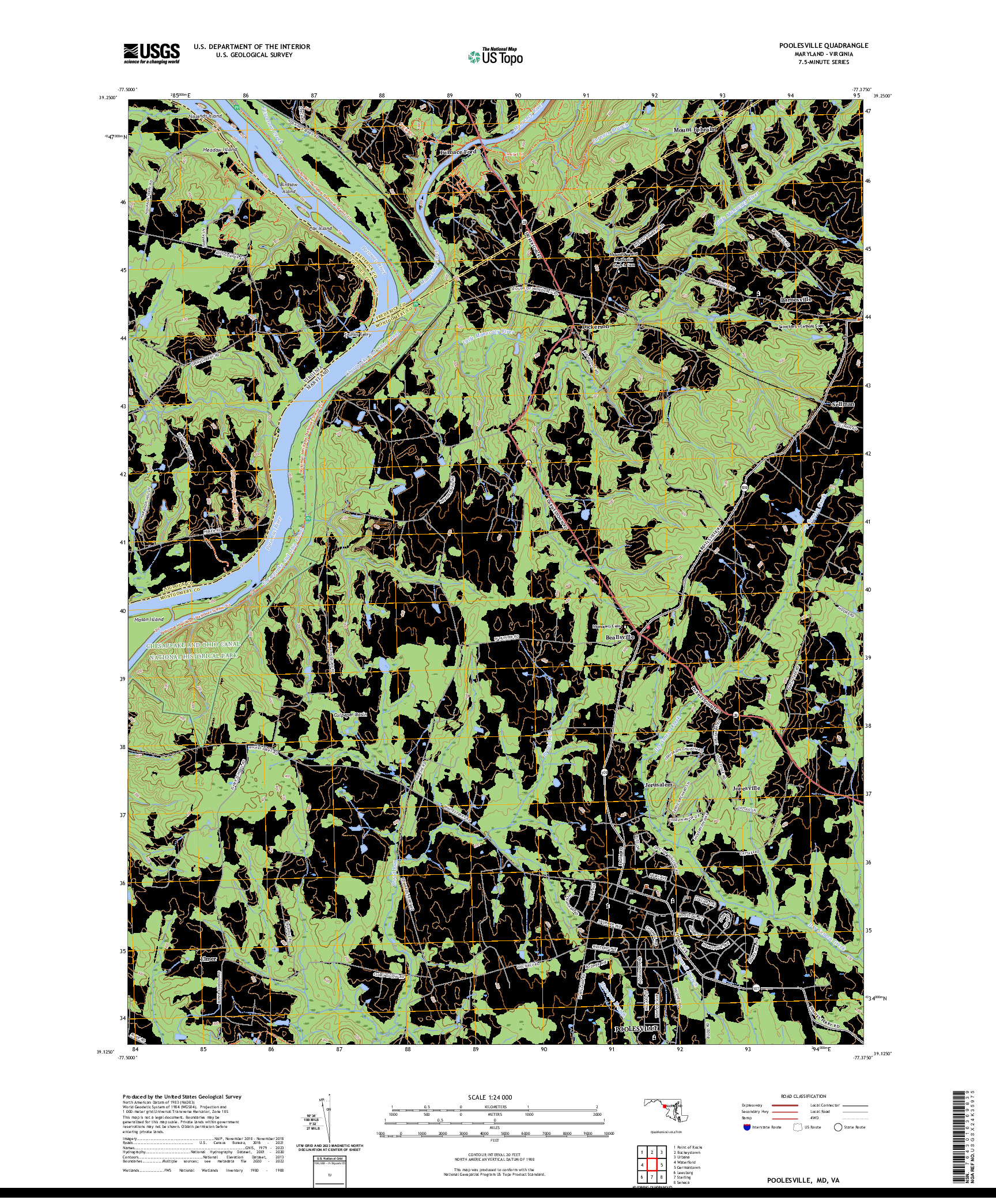 US TOPO 7.5-MINUTE MAP FOR POOLESVILLE, MD,VA