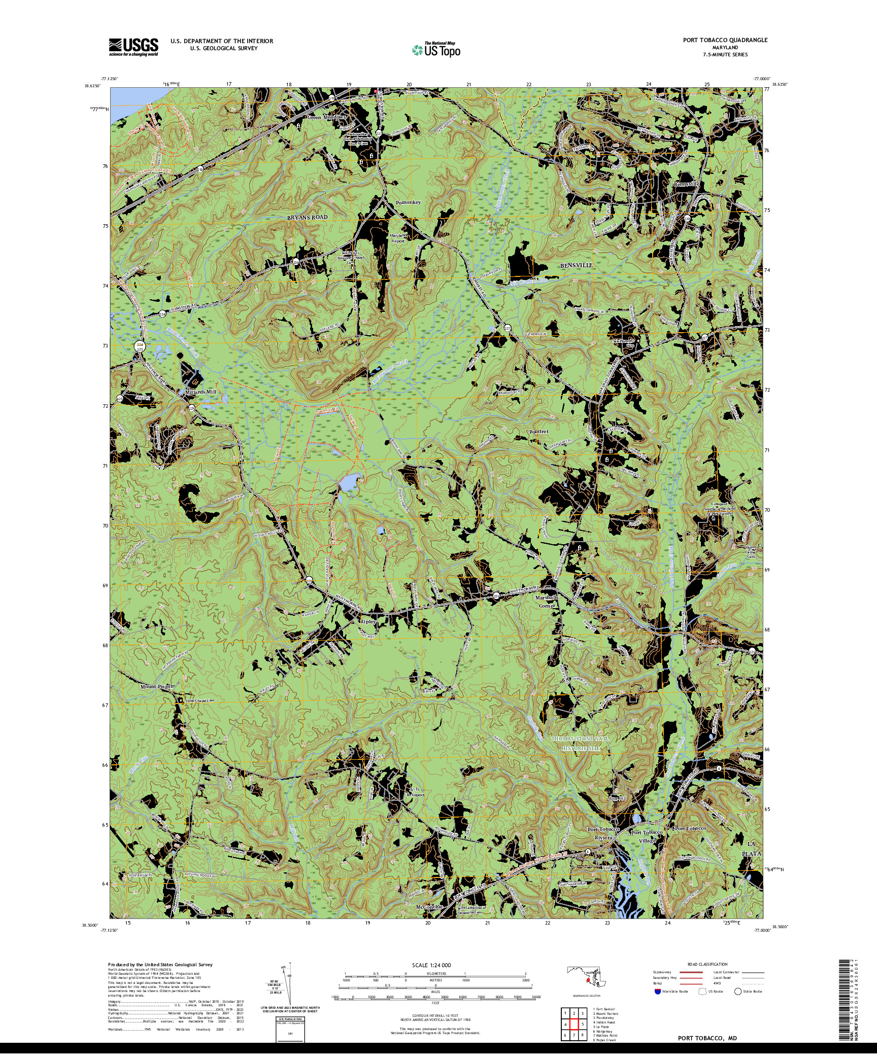 US TOPO 7.5-MINUTE MAP FOR PORT TOBACCO, MD