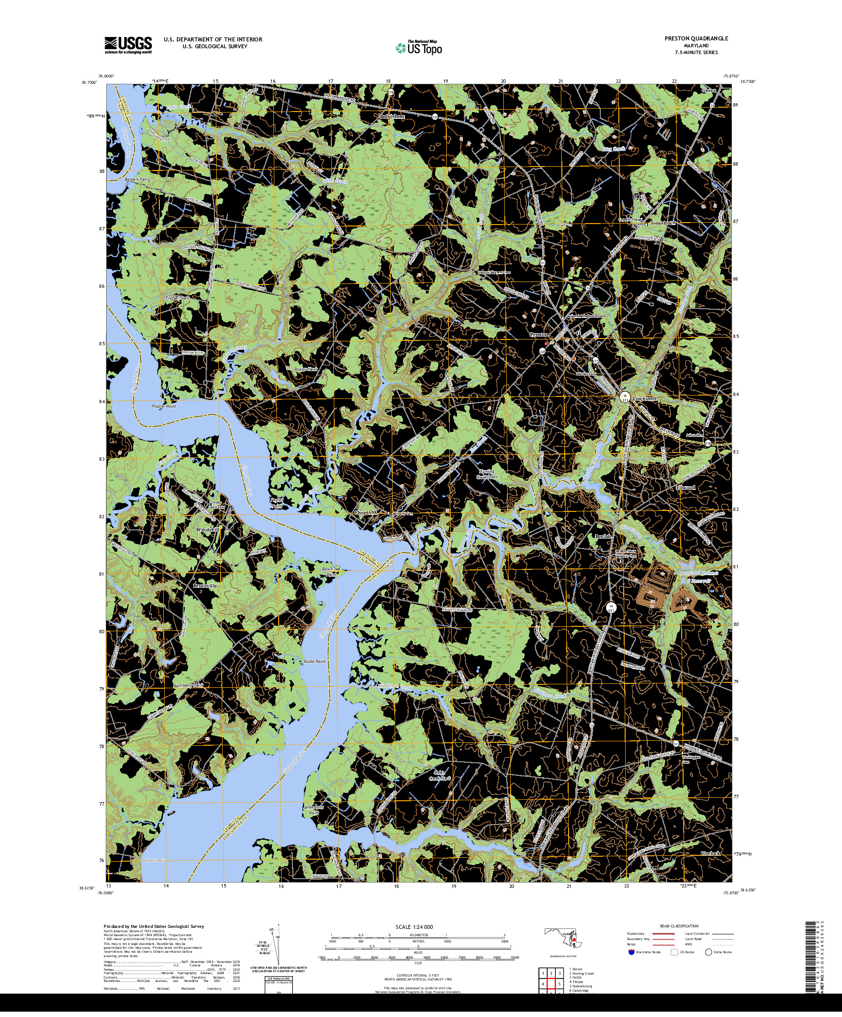 US TOPO 7.5-MINUTE MAP FOR PRESTON, MD