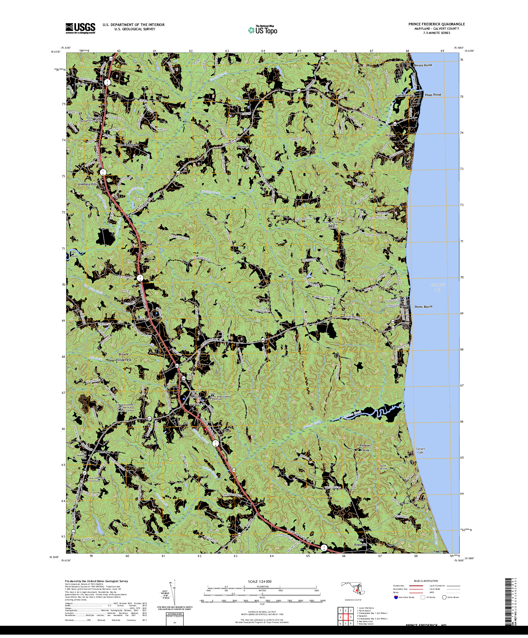 US TOPO 7.5-MINUTE MAP FOR PRINCE FREDERICK, MD