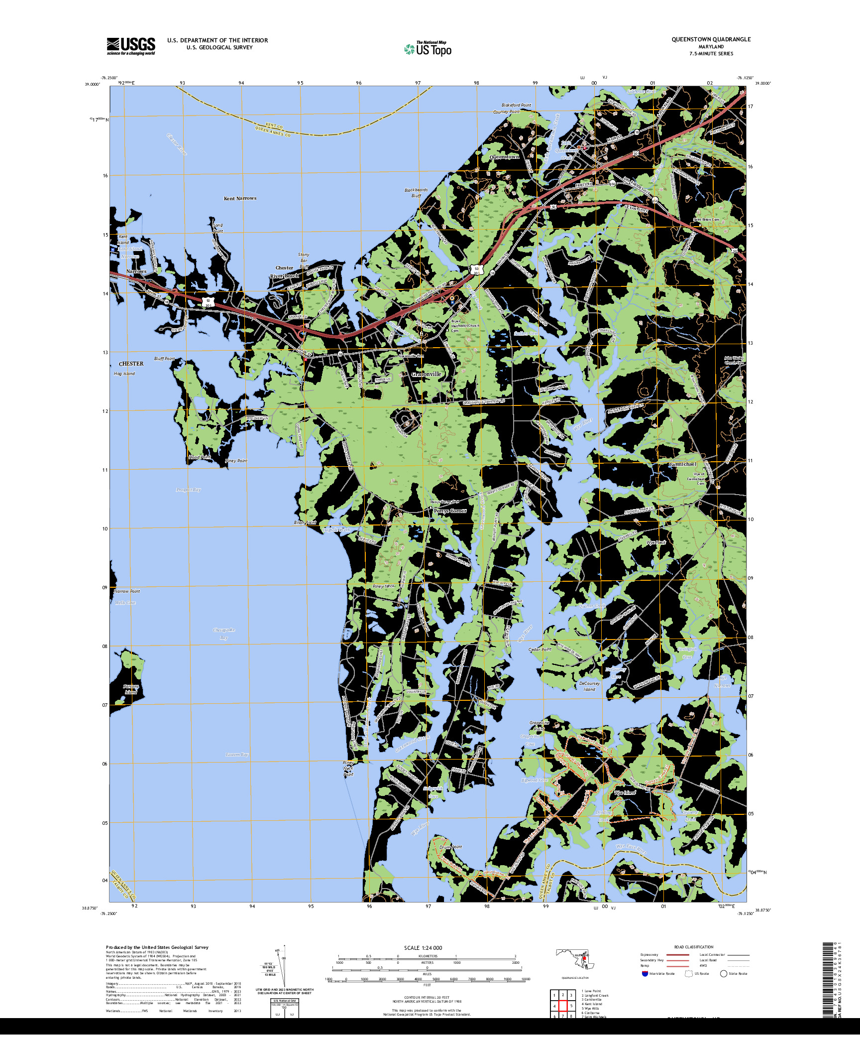 US TOPO 7.5-MINUTE MAP FOR QUEENSTOWN, MD