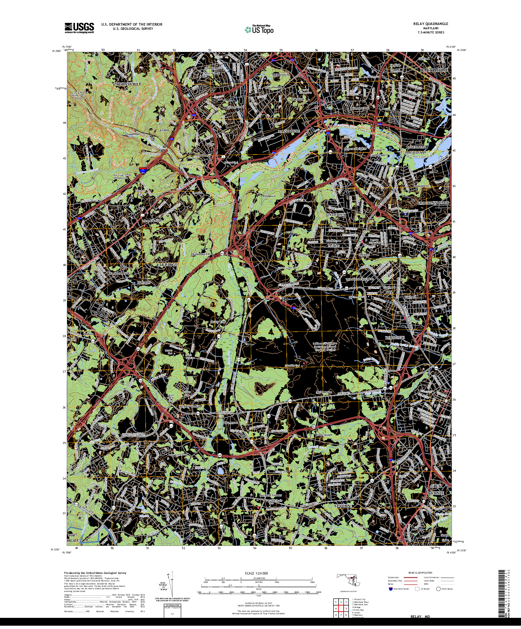 US TOPO 7.5-MINUTE MAP FOR RELAY, MD