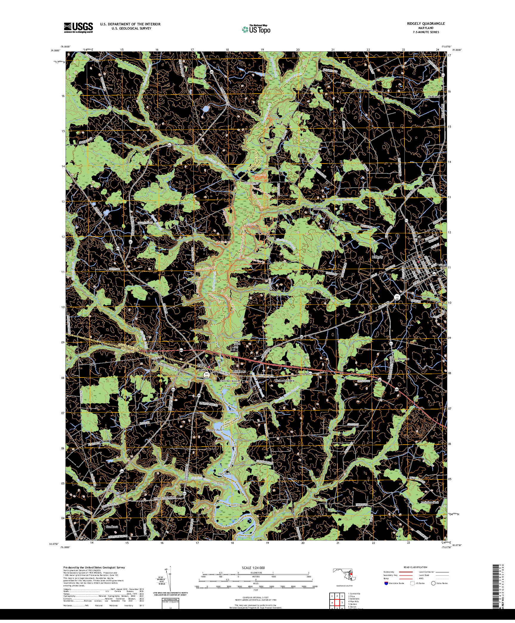 US TOPO 7.5-MINUTE MAP FOR RIDGELY, MD