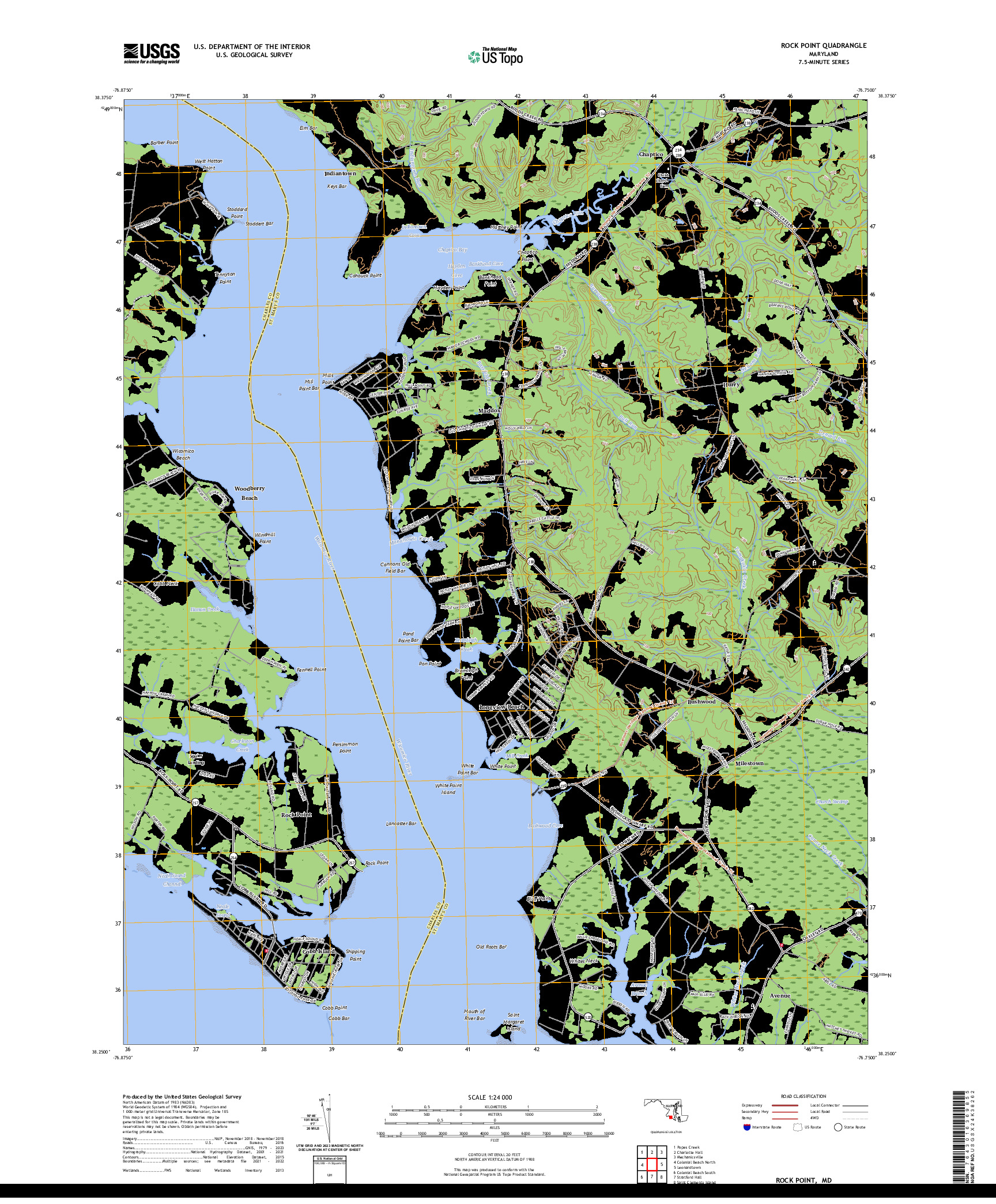 US TOPO 7.5-MINUTE MAP FOR ROCK POINT, MD