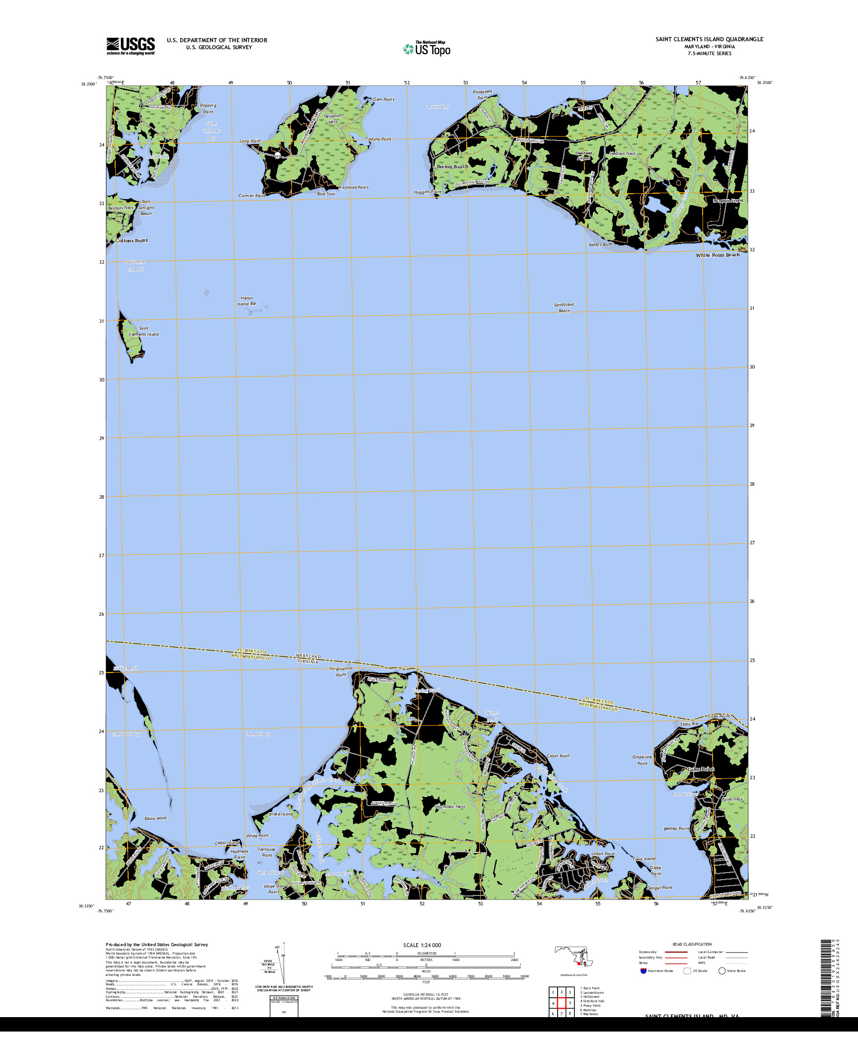 US TOPO 7.5-MINUTE MAP FOR SAINT CLEMENTS ISLAND, MD,VA