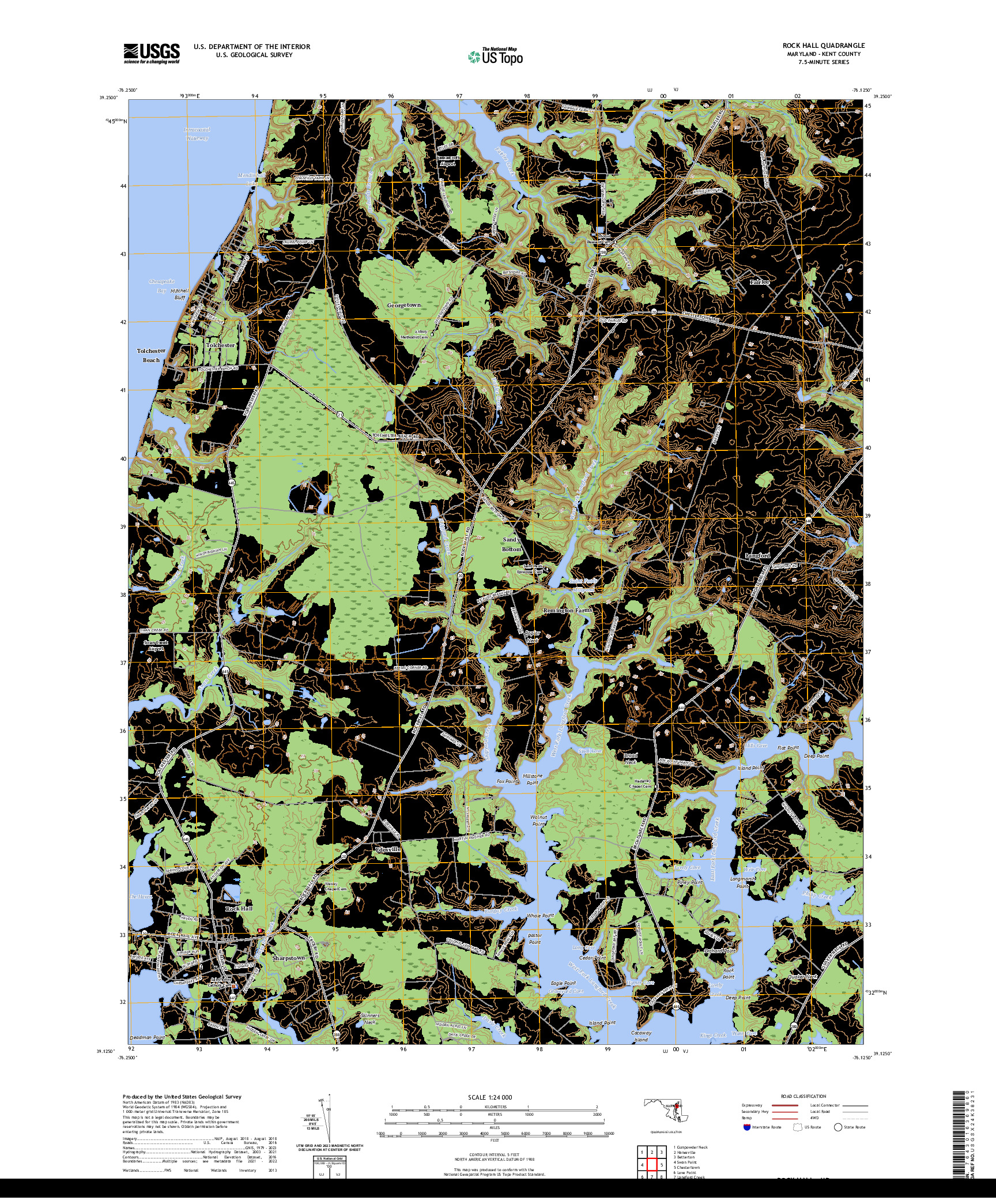 US TOPO 7.5-MINUTE MAP FOR ROCK HALL, MD