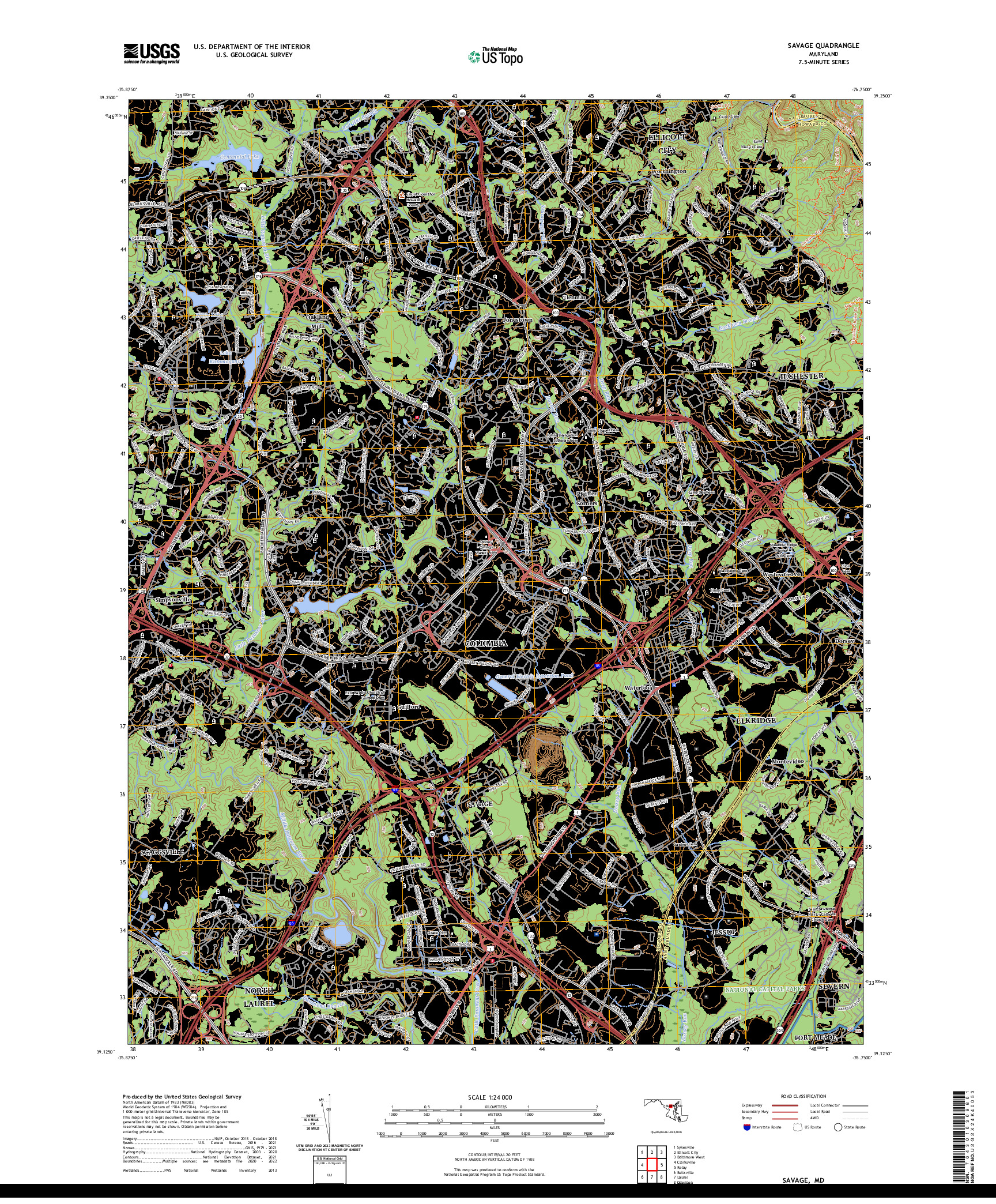 US TOPO 7.5-MINUTE MAP FOR SAVAGE, MD