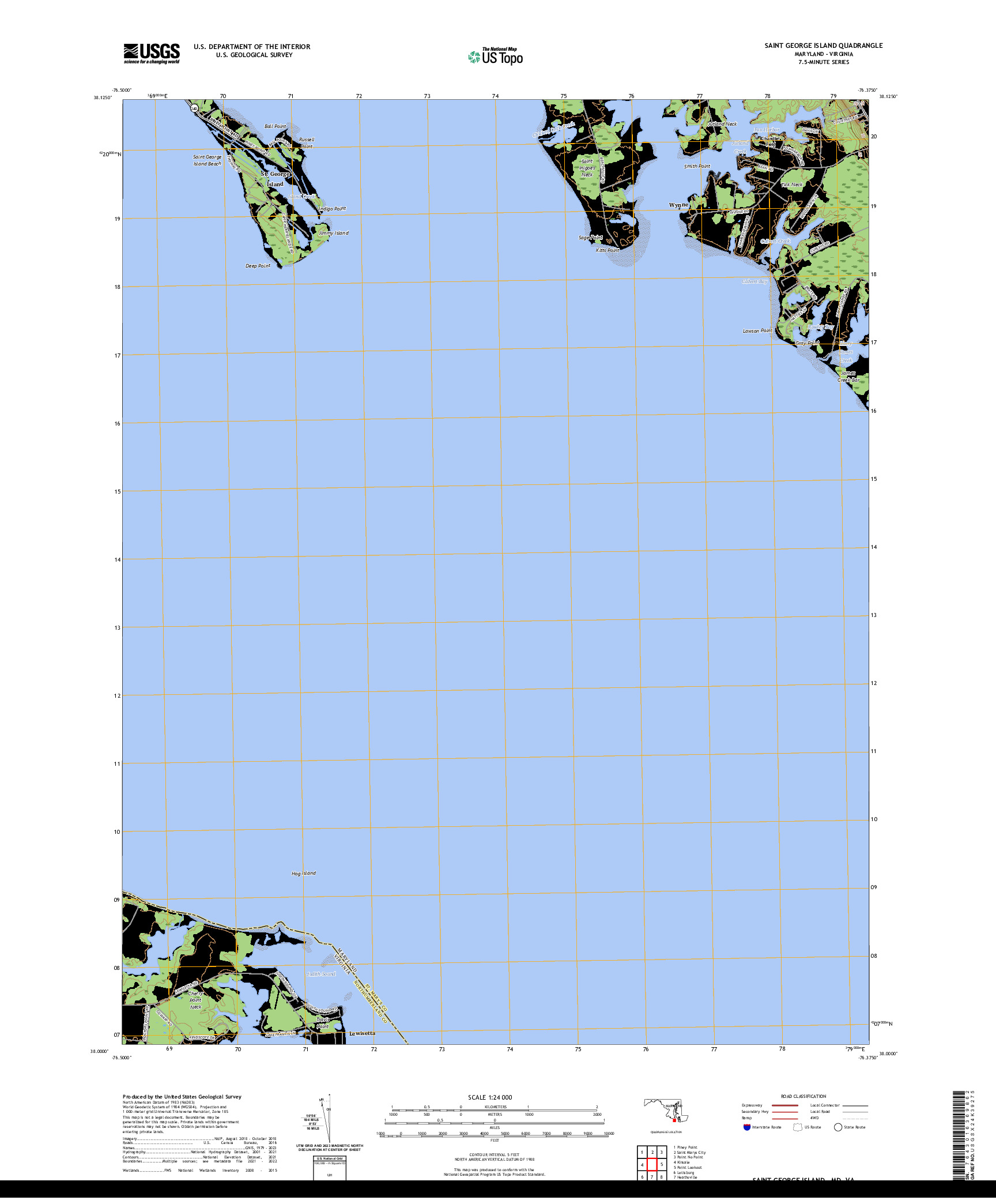 US TOPO 7.5-MINUTE MAP FOR SAINT GEORGE ISLAND, MD,VA