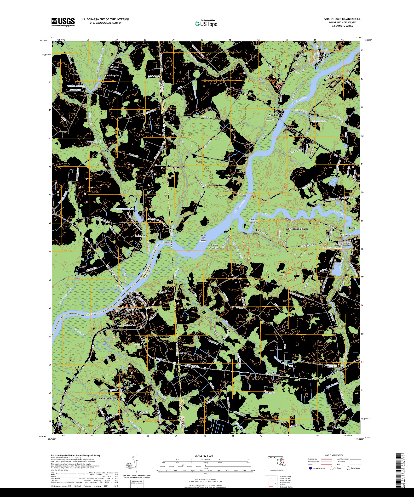 US TOPO 7.5-MINUTE MAP FOR SHARPTOWN, MD,DE