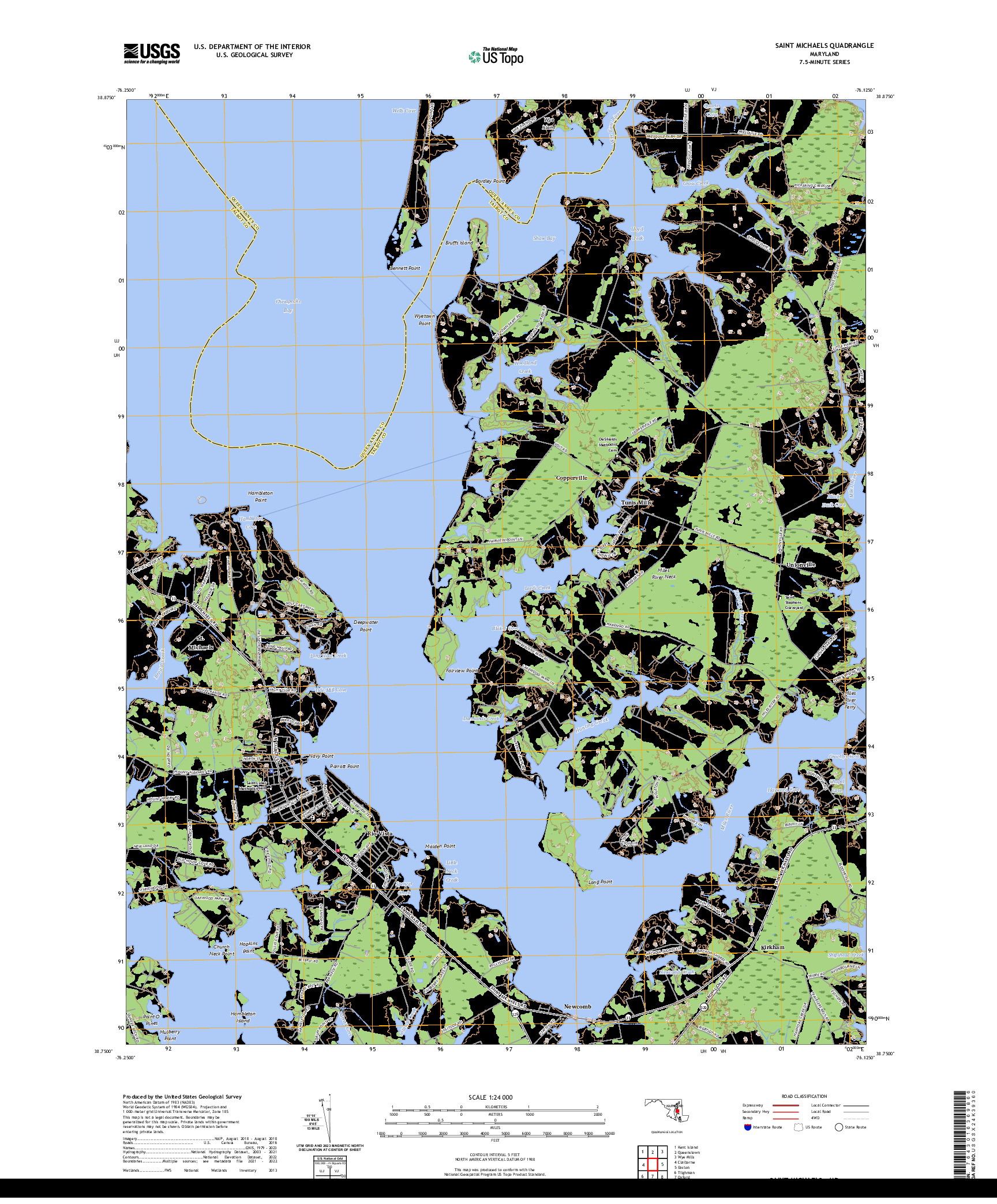 US TOPO 7.5-MINUTE MAP FOR SAINT MICHAELS, MD