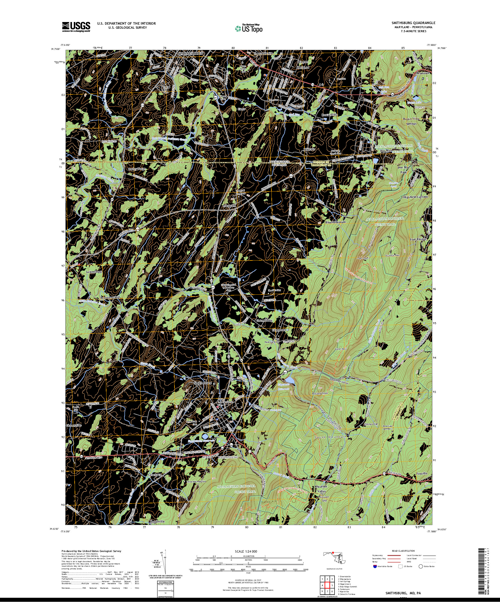 US TOPO 7.5-MINUTE MAP FOR SMITHSBURG, MD,PA