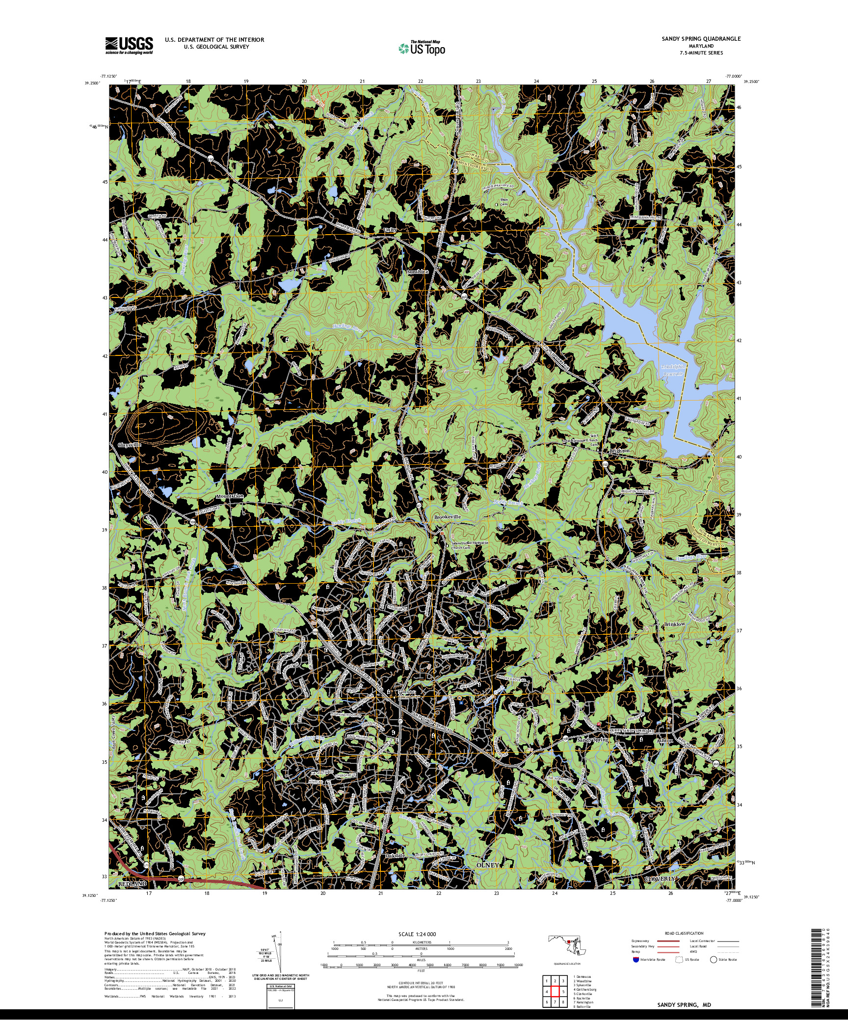 US TOPO 7.5-MINUTE MAP FOR SANDY SPRING, MD