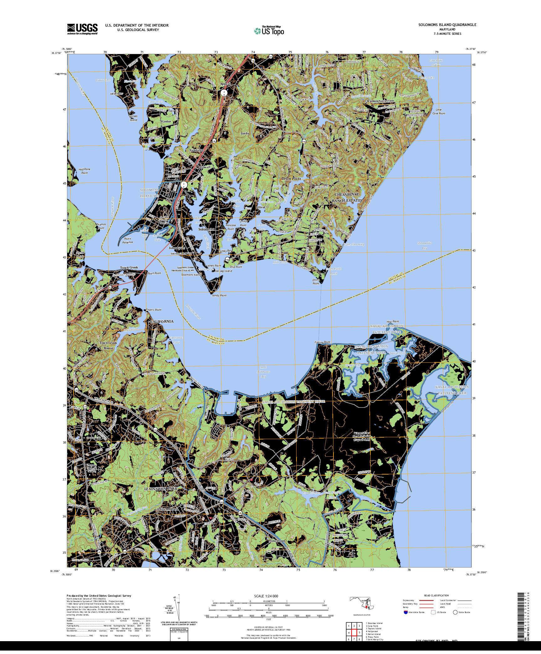 US TOPO 7.5-MINUTE MAP FOR SOLOMONS ISLAND, MD