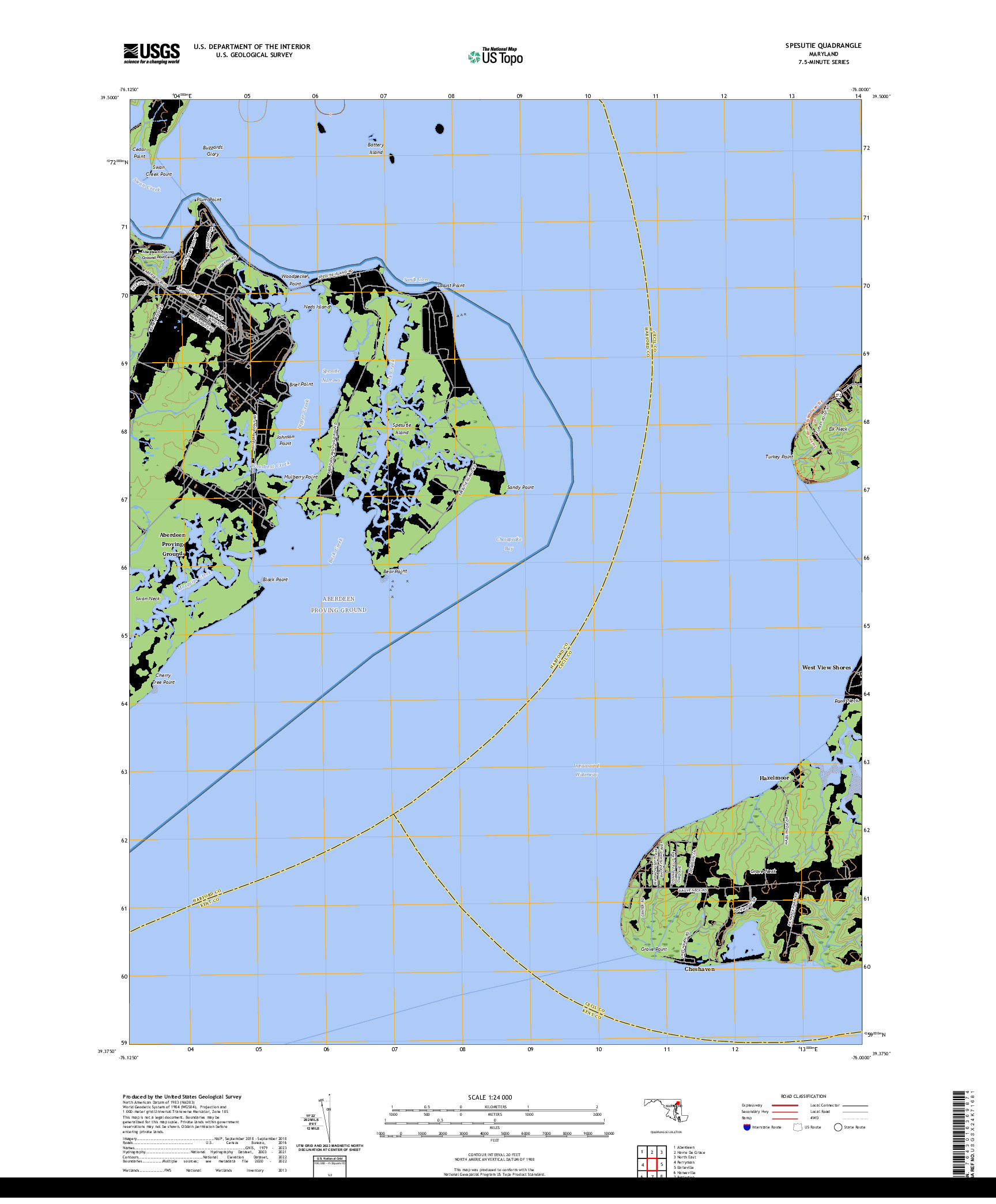 US TOPO 7.5-MINUTE MAP FOR SPESUTIE, MD