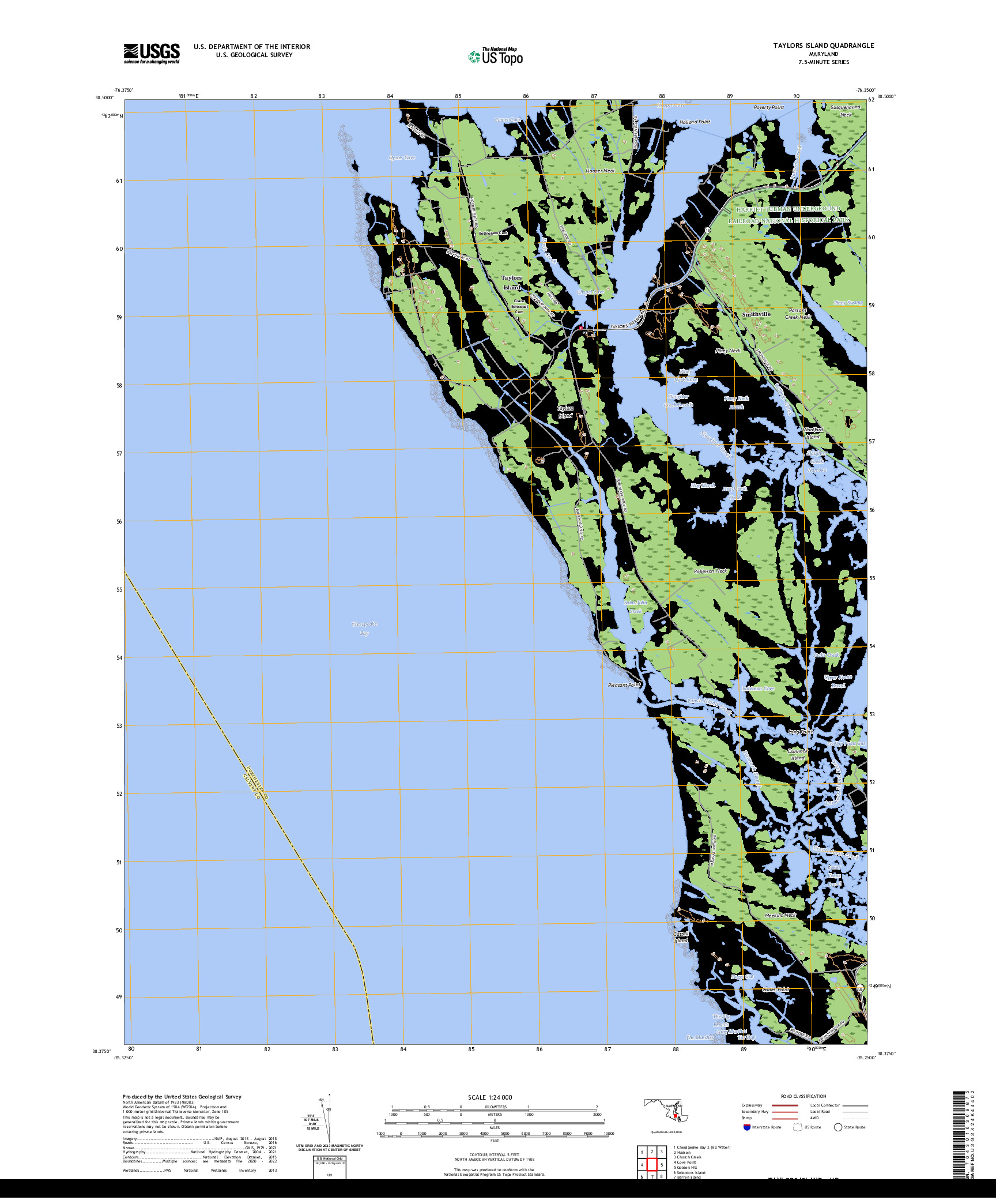 US TOPO 7.5-MINUTE MAP FOR TAYLORS ISLAND, MD