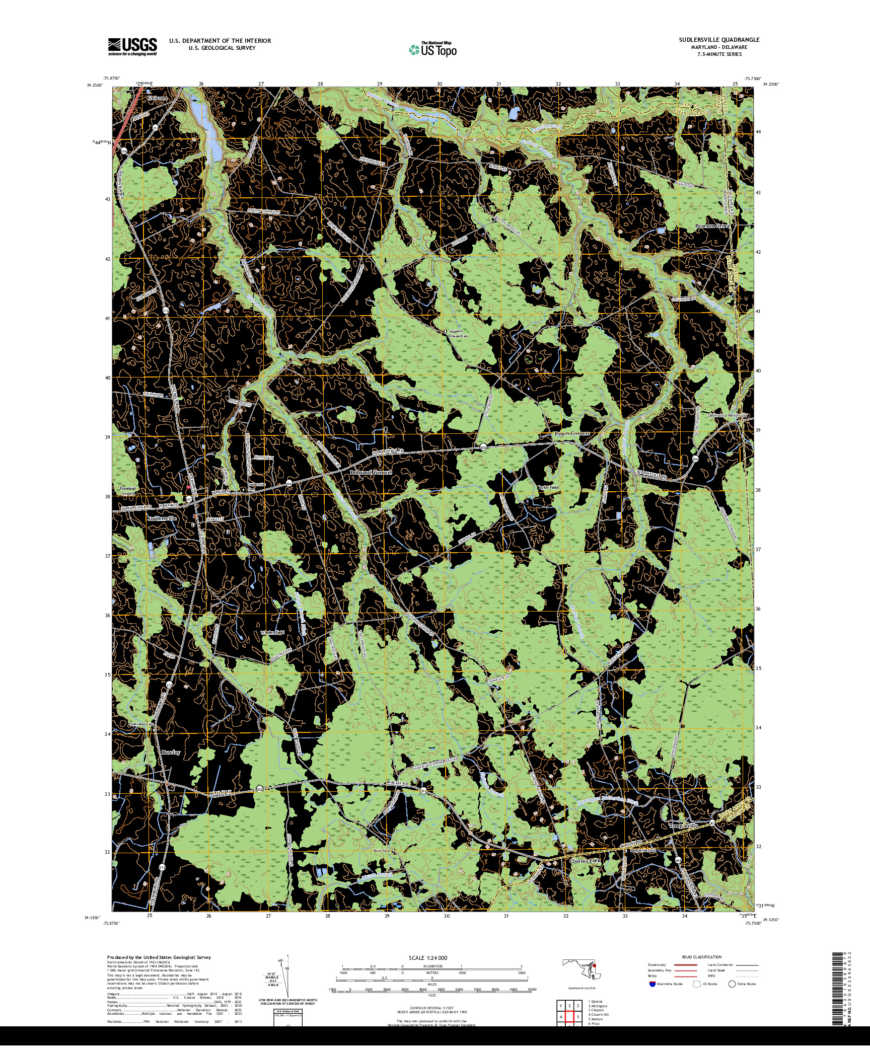 US TOPO 7.5-MINUTE MAP FOR SUDLERSVILLE, MD,DE