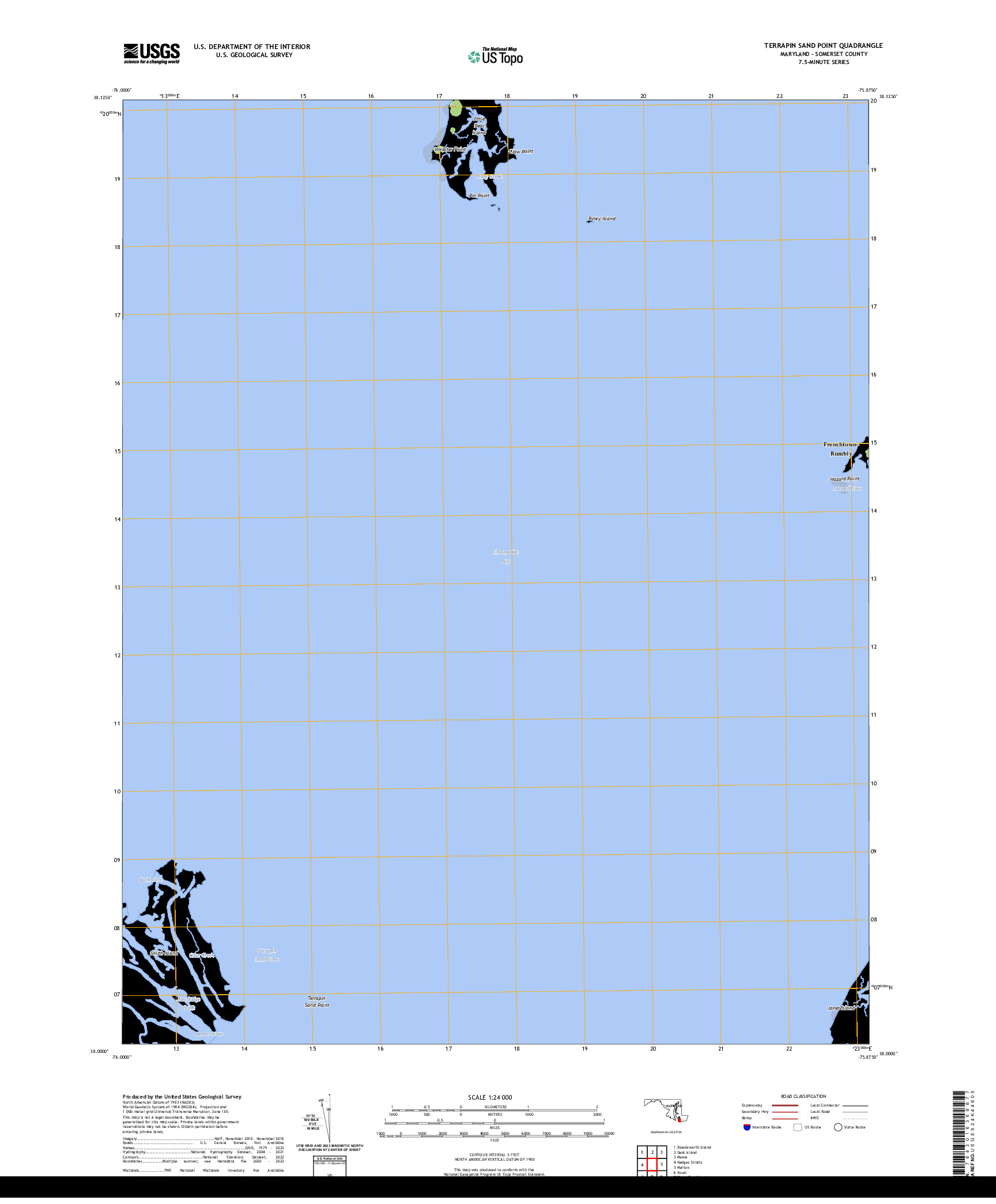 US TOPO 7.5-MINUTE MAP FOR TERRAPIN SAND POINT, MD