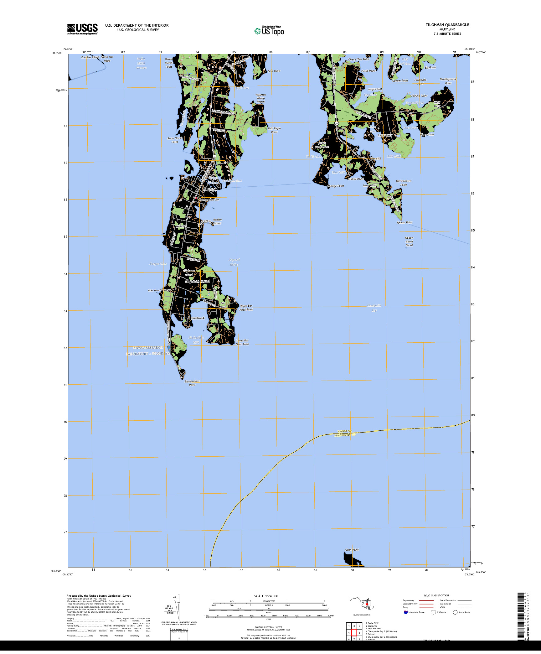 US TOPO 7.5-MINUTE MAP FOR TILGHMAN, MD