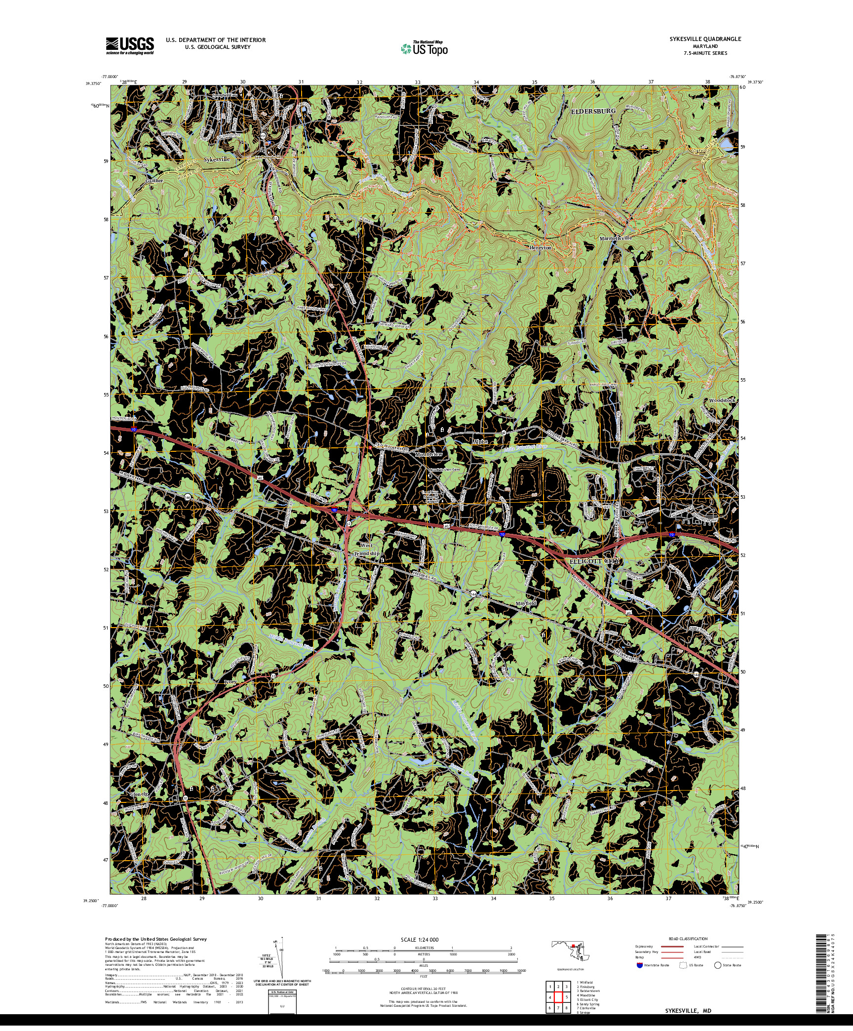 US TOPO 7.5-MINUTE MAP FOR SYKESVILLE, MD