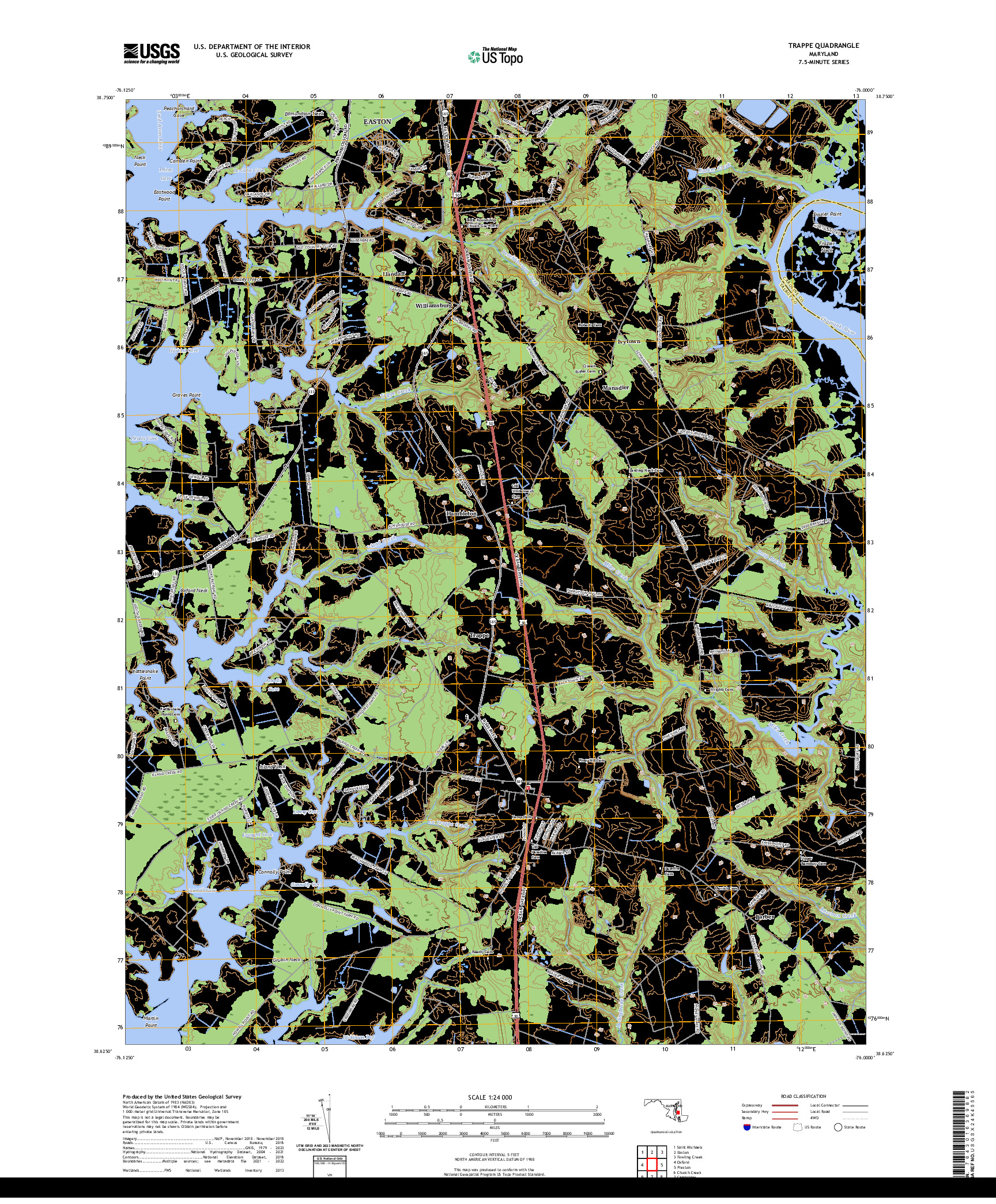 US TOPO 7.5-MINUTE MAP FOR TRAPPE, MD