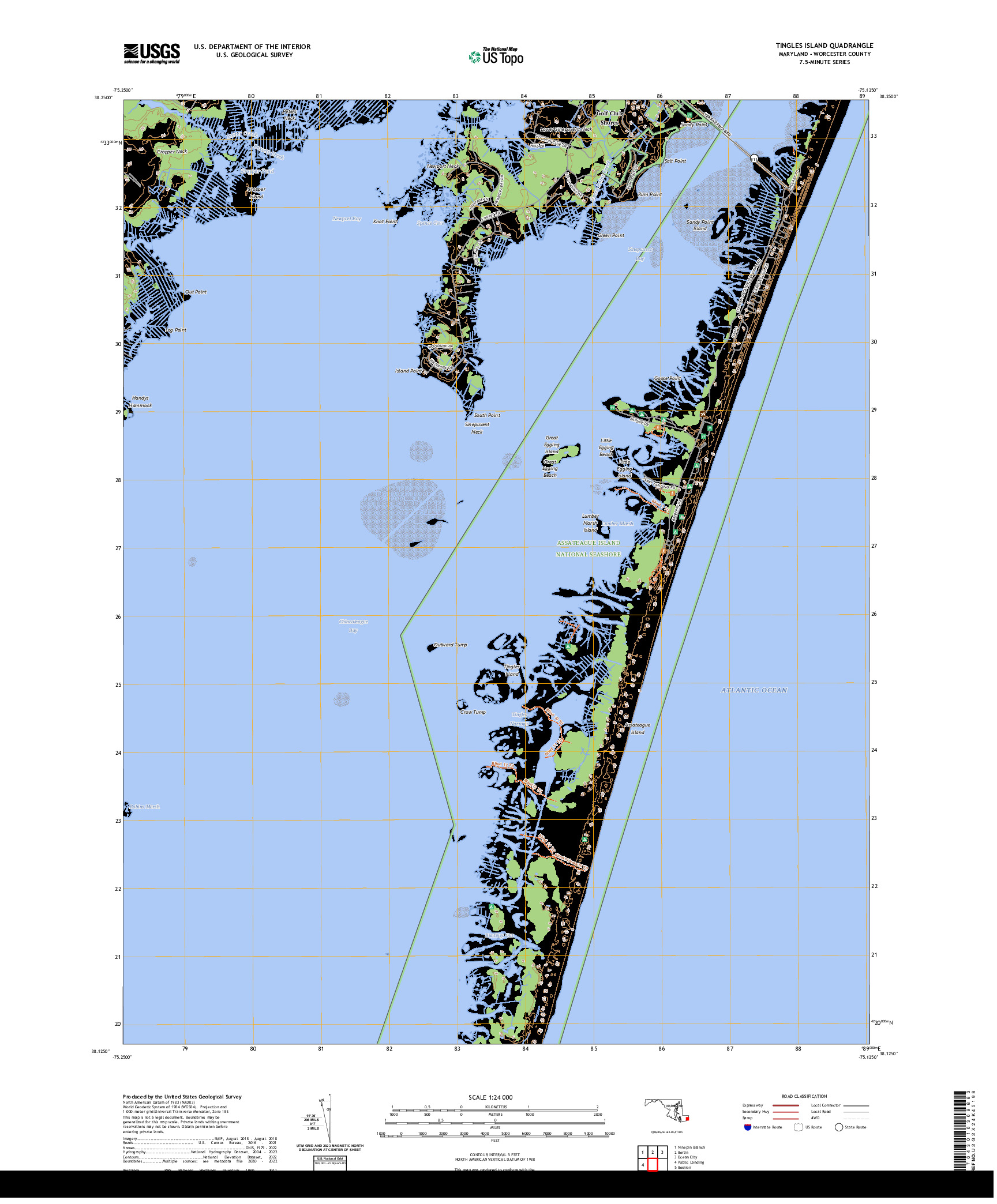 US TOPO 7.5-MINUTE MAP FOR TINGLES ISLAND, MD