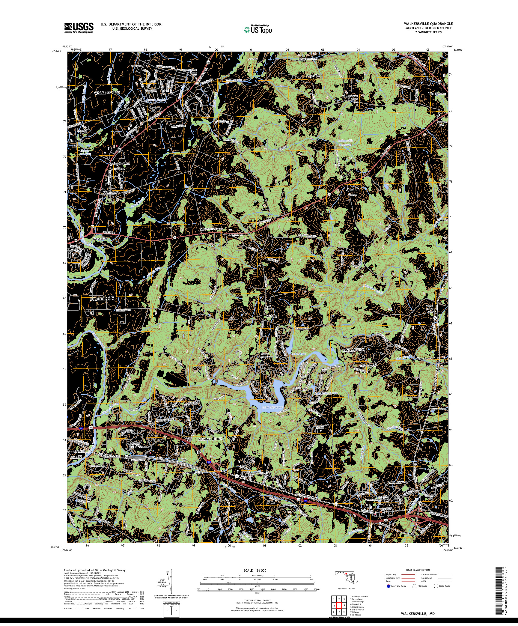 US TOPO 7.5-MINUTE MAP FOR WALKERSVILLE, MD