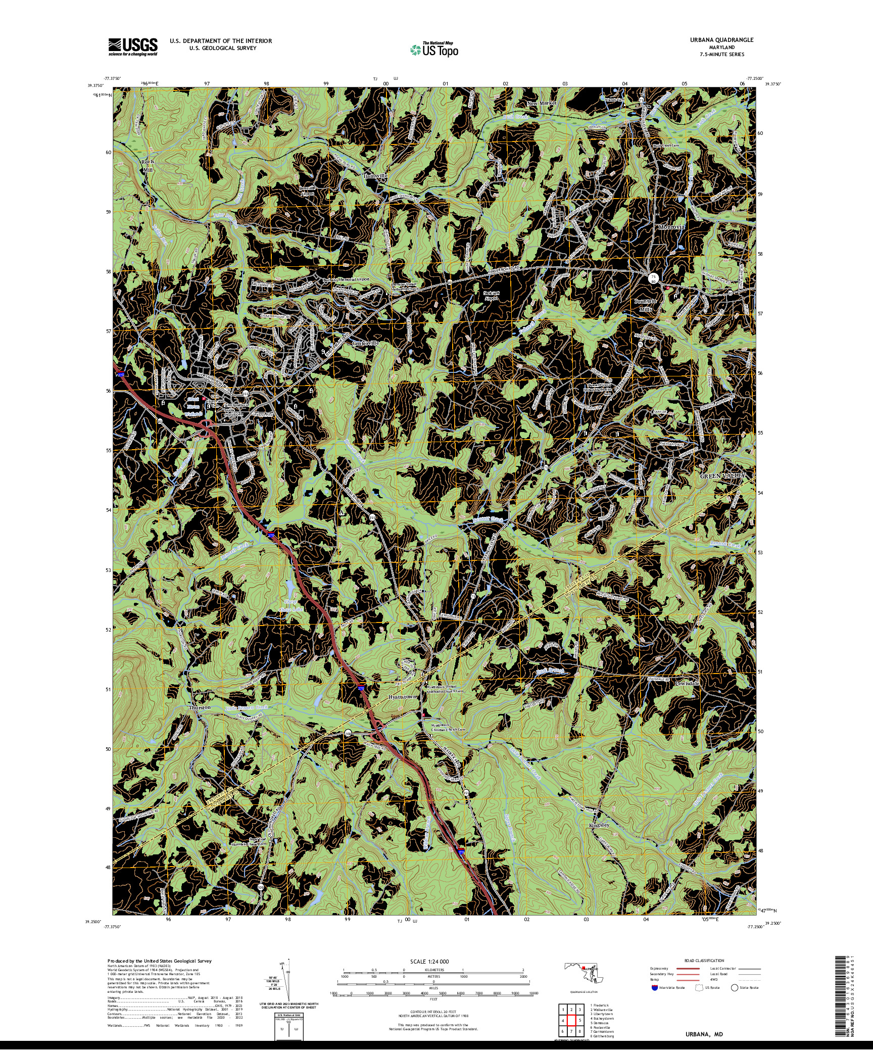 US TOPO 7.5-MINUTE MAP FOR URBANA, MD