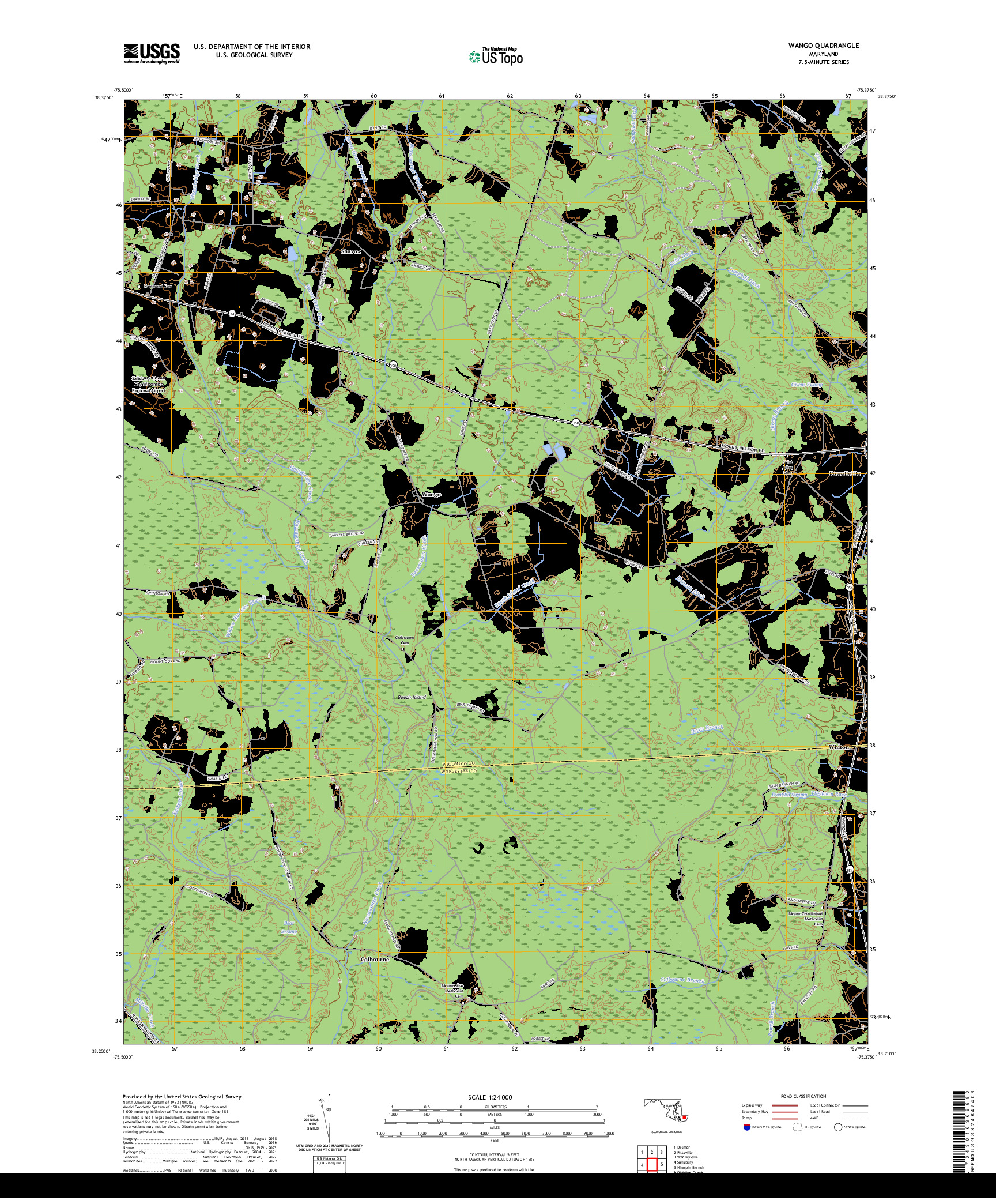 US TOPO 7.5-MINUTE MAP FOR WANGO, MD