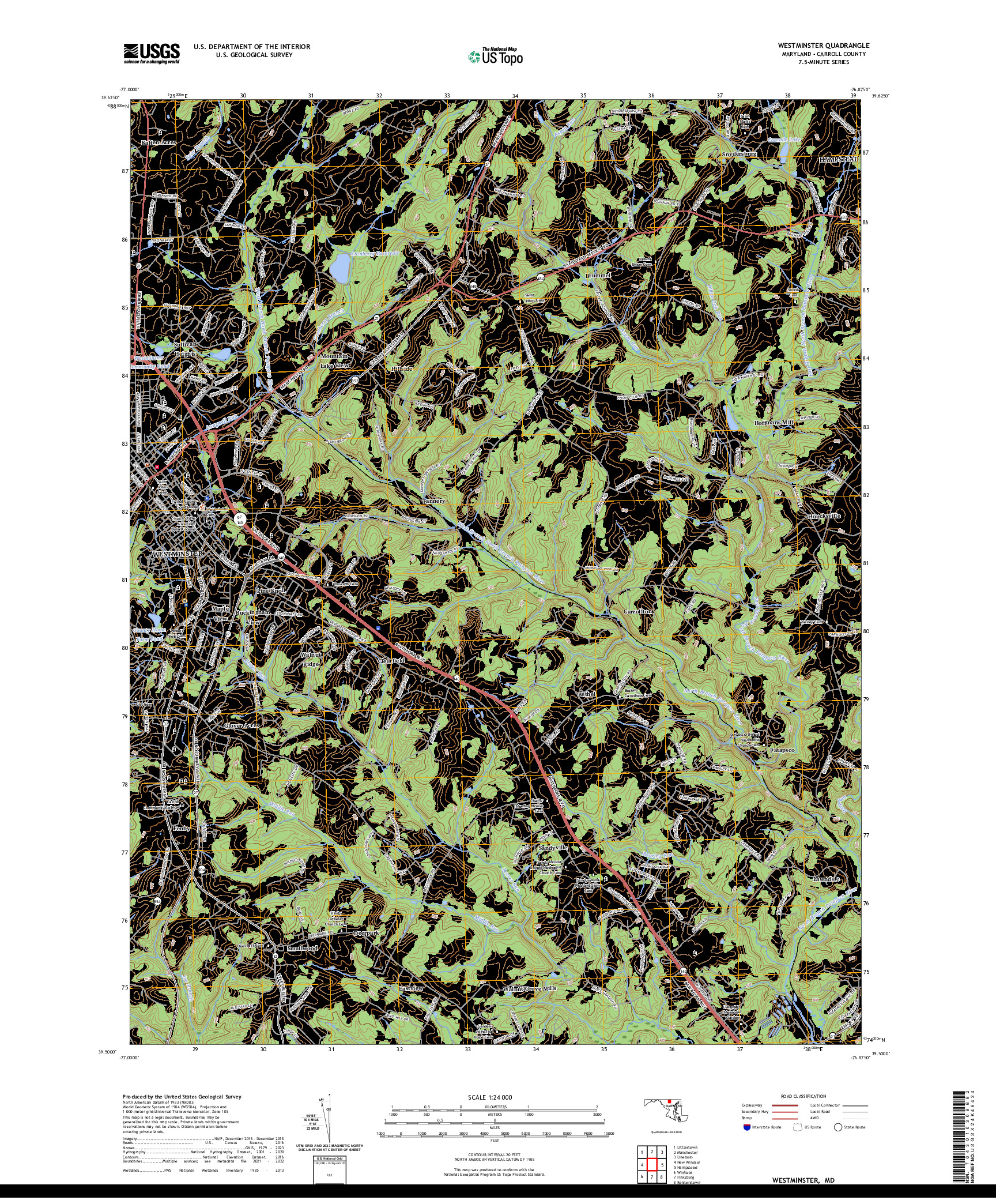 US TOPO 7.5-MINUTE MAP FOR WESTMINSTER, MD