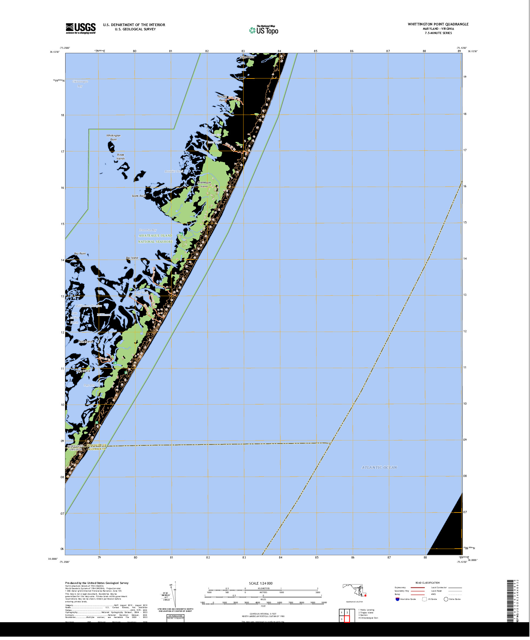 US TOPO 7.5-MINUTE MAP FOR WHITTINGTON POINT, MD,VA