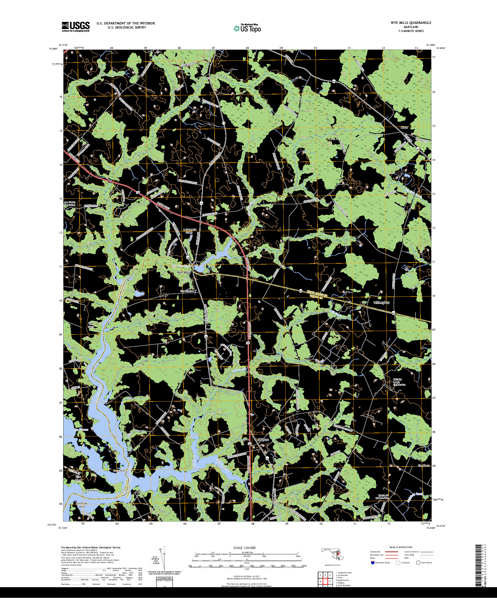 US TOPO 7.5-MINUTE MAP FOR WYE MILLS, MD