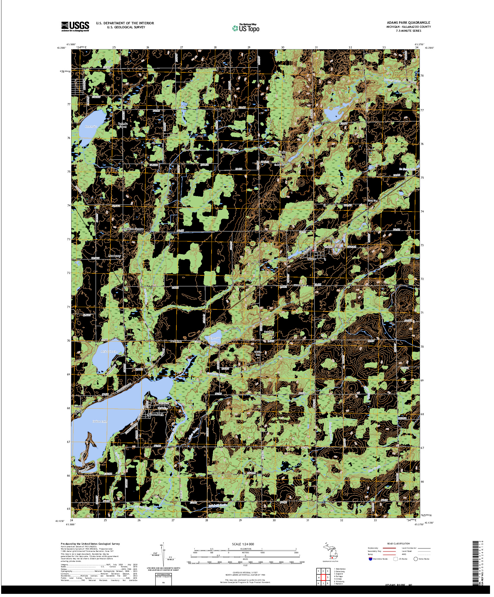 US TOPO 7.5-MINUTE MAP FOR ADAMS PARK, MI