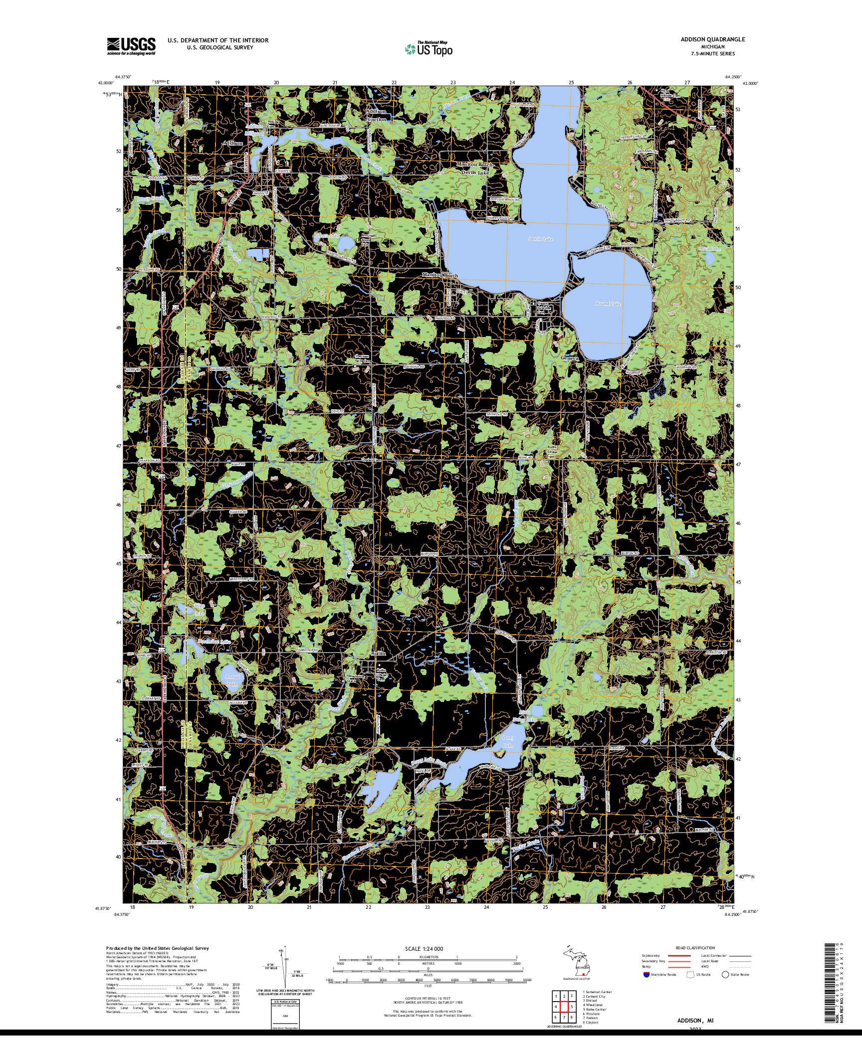 US TOPO 7.5-MINUTE MAP FOR ADDISON, MI