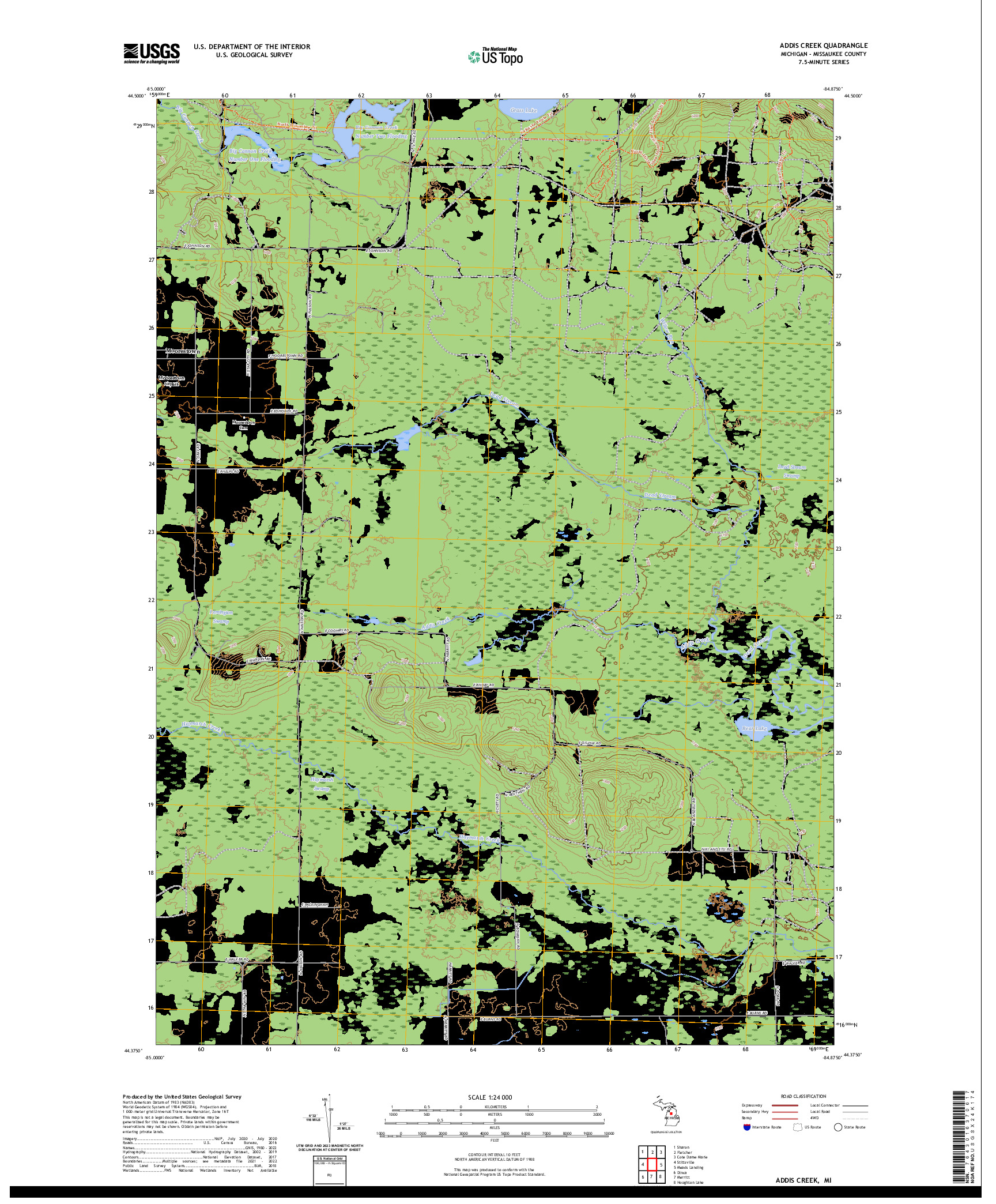 US TOPO 7.5-MINUTE MAP FOR ADDIS CREEK, MI