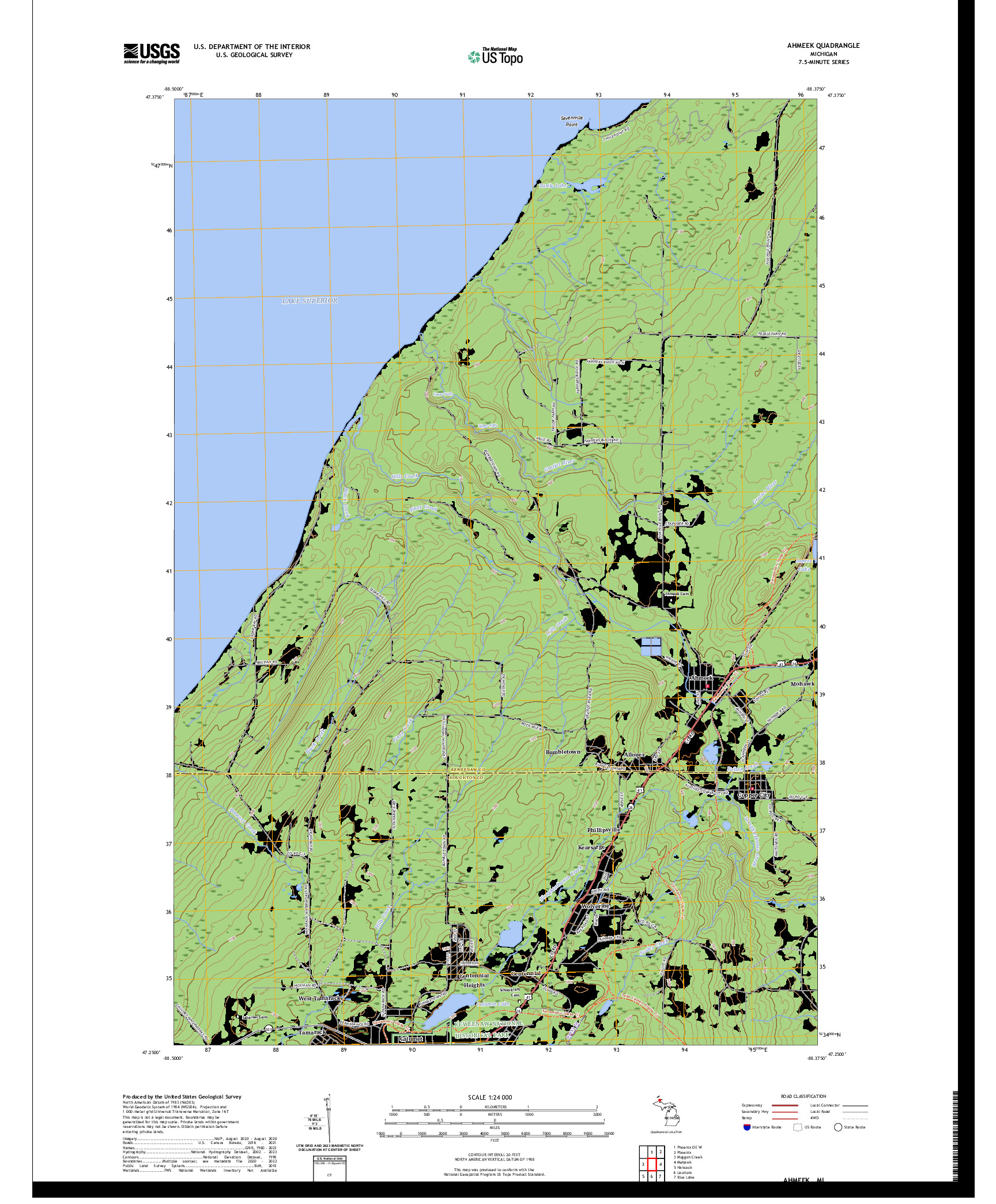 US TOPO 7.5-MINUTE MAP FOR AHMEEK, MI