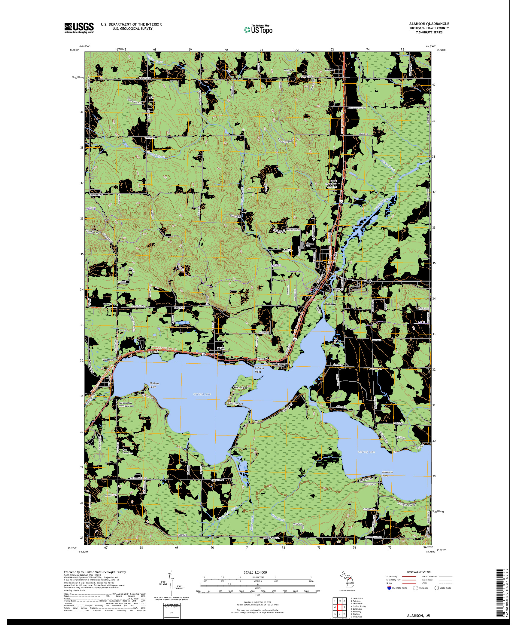 US TOPO 7.5-MINUTE MAP FOR ALANSON, MI