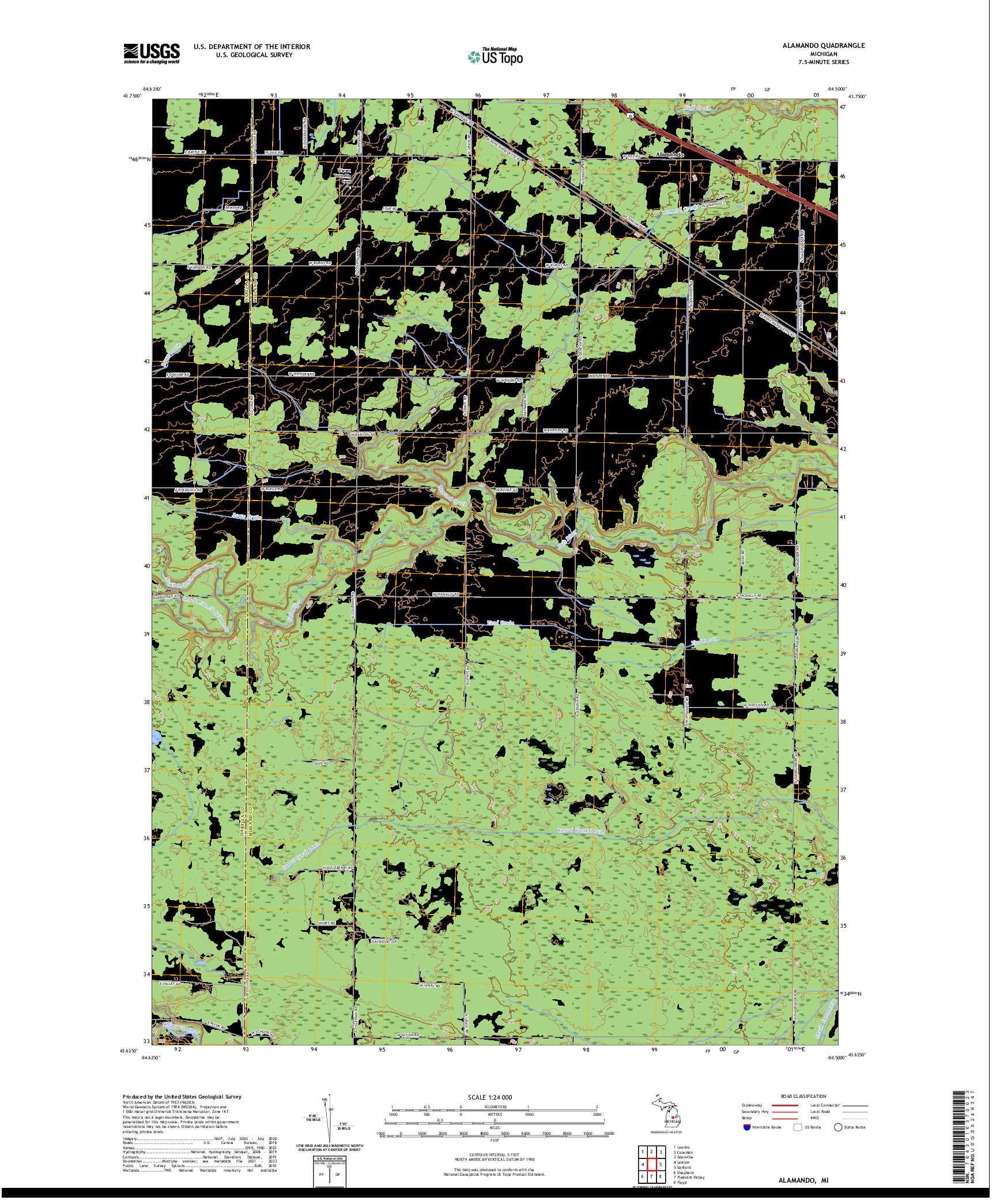 US TOPO 7.5-MINUTE MAP FOR ALAMANDO, MI