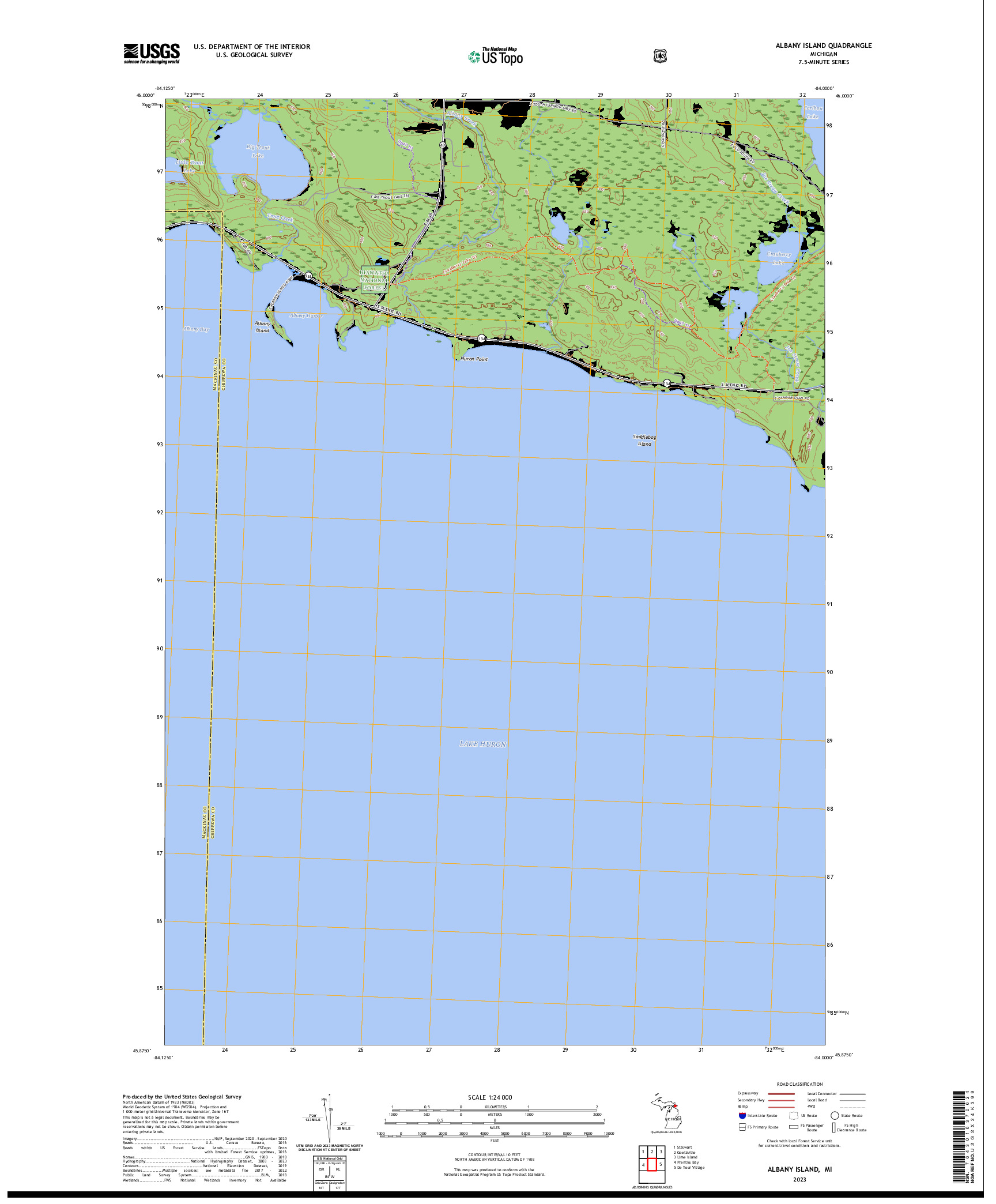 US TOPO 7.5-MINUTE MAP FOR ALBANY ISLAND, MI