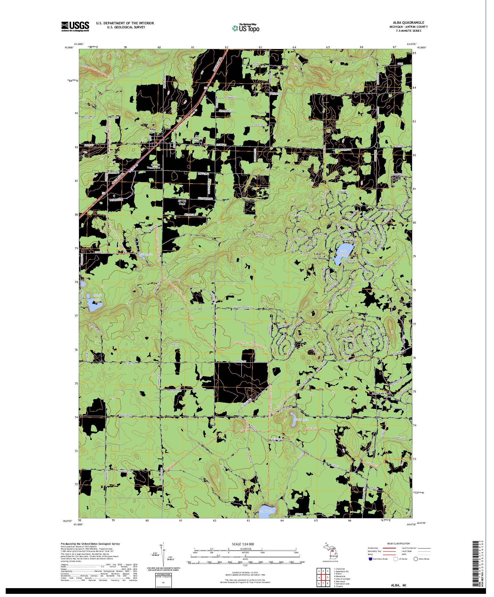 US TOPO 7.5-MINUTE MAP FOR ALBA, MI