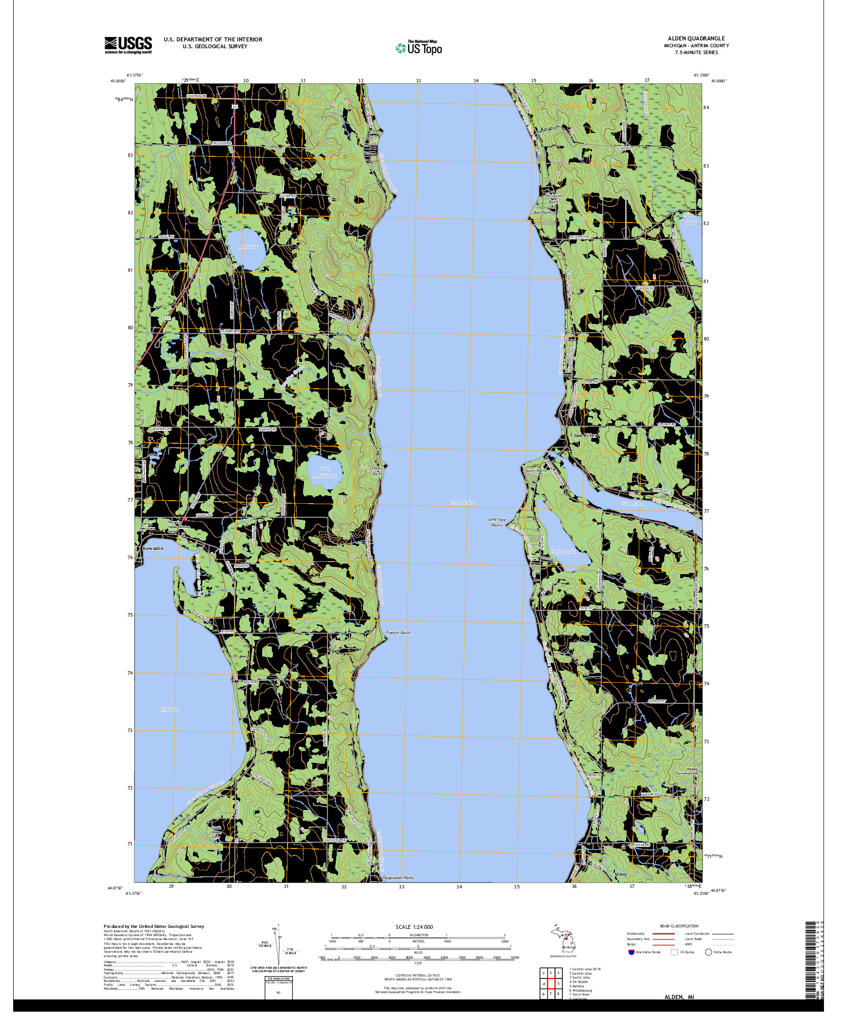 US TOPO 7.5-MINUTE MAP FOR ALDEN, MI