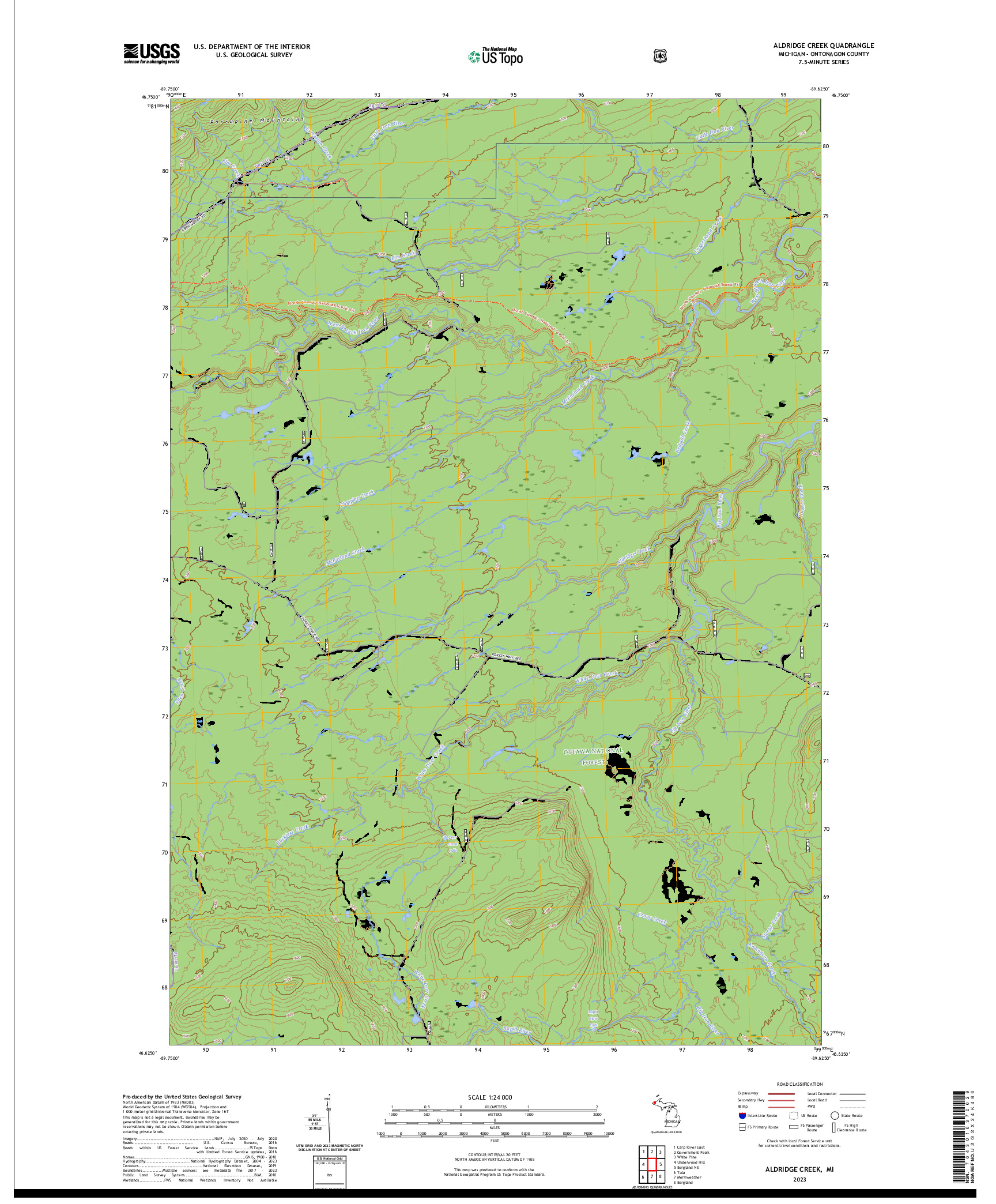 US TOPO 7.5-MINUTE MAP FOR ALDRIDGE CREEK, MI