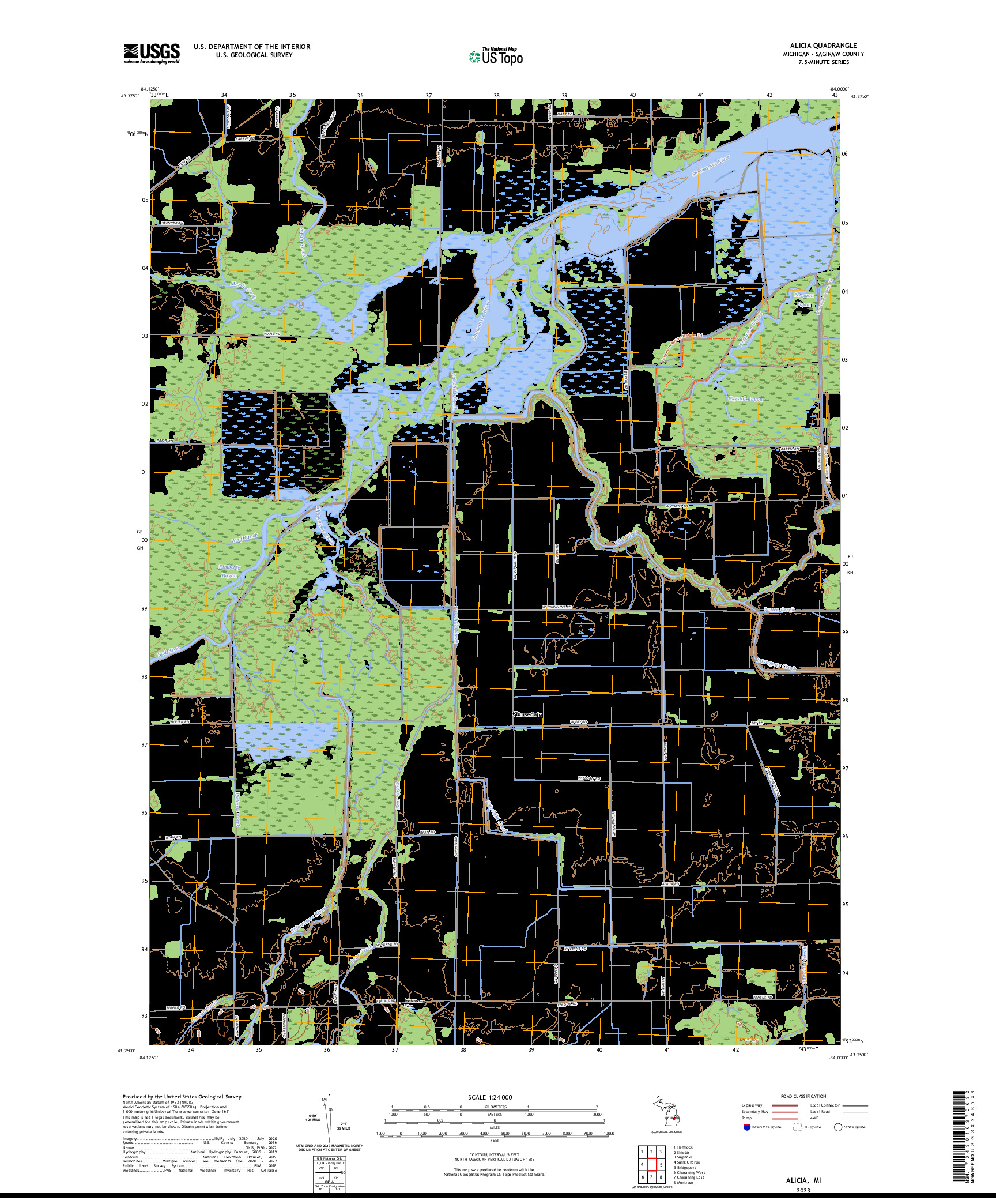 US TOPO 7.5-MINUTE MAP FOR ALICIA, MI