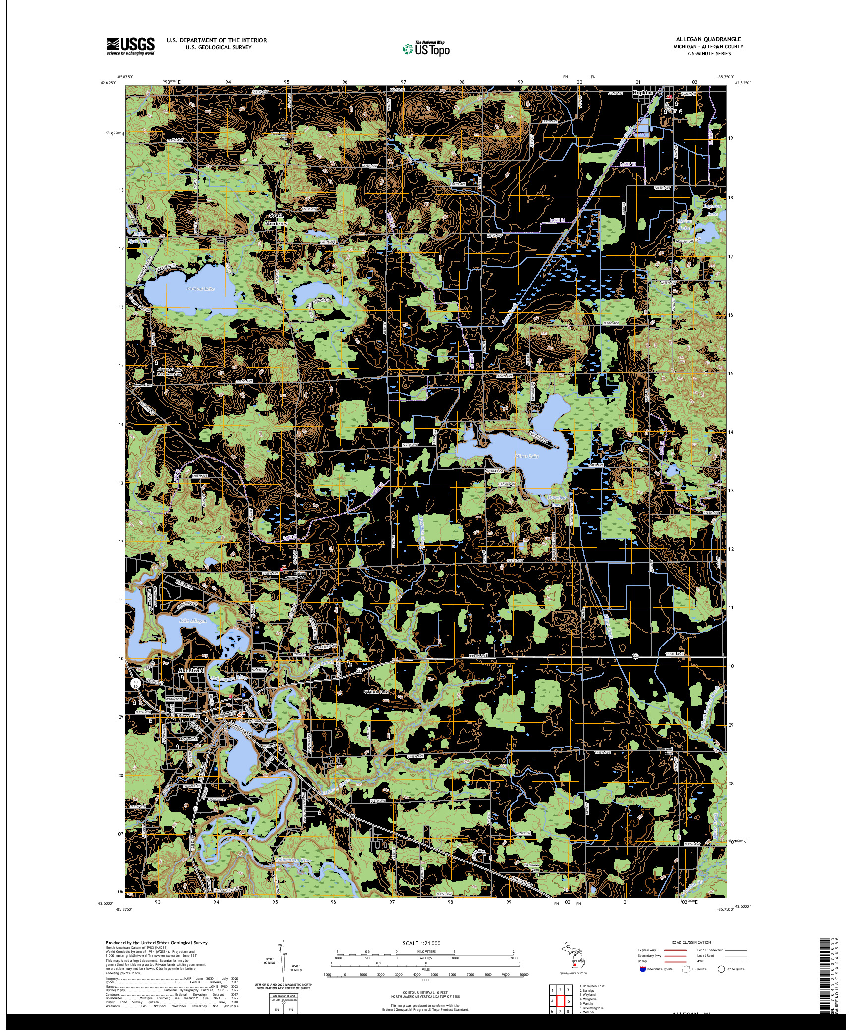 US TOPO 7.5-MINUTE MAP FOR ALLEGAN, MI