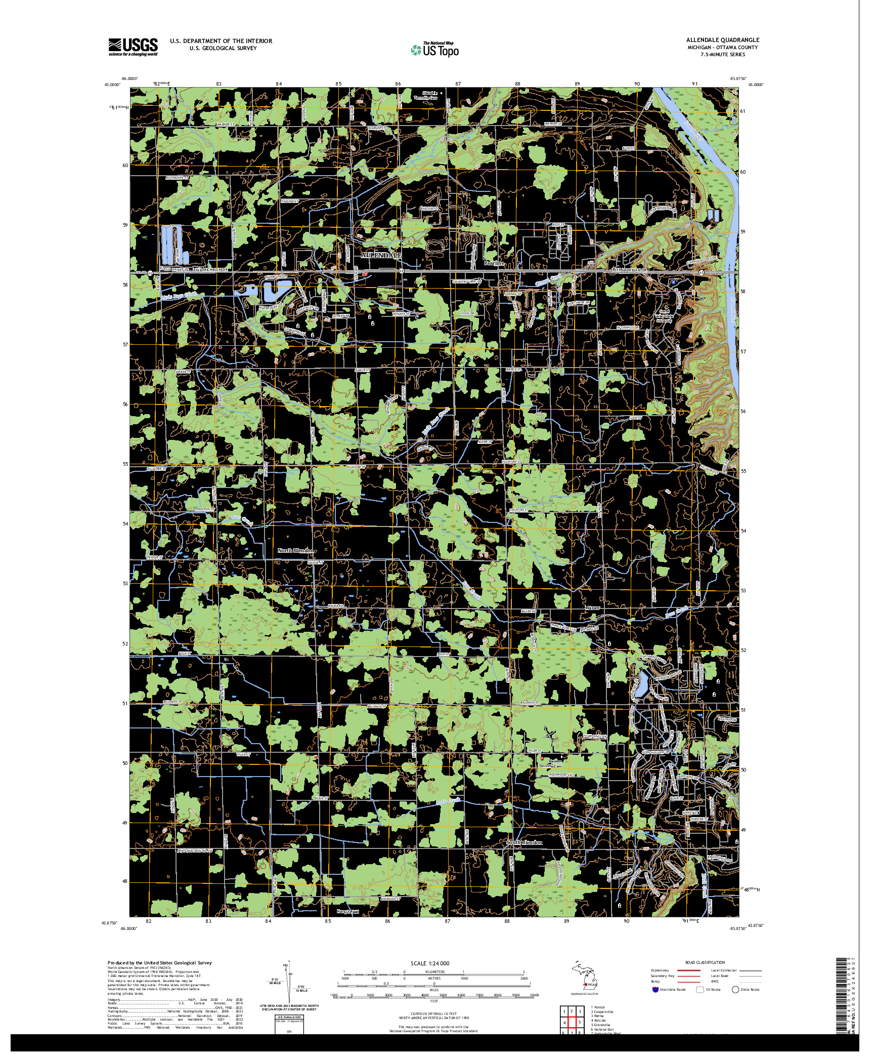 US TOPO 7.5-MINUTE MAP FOR ALLENDALE, MI