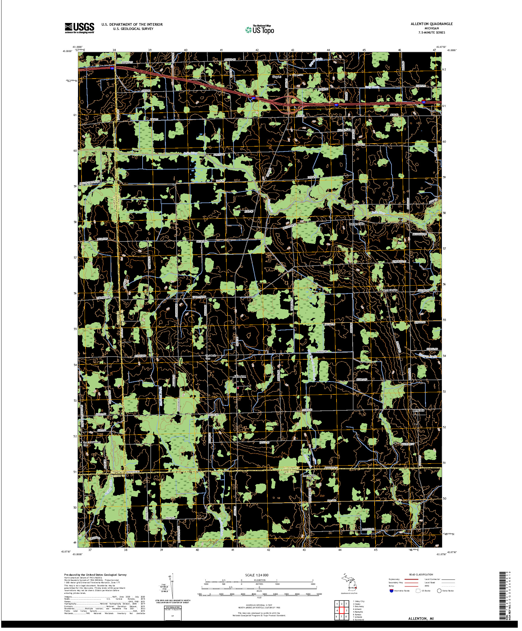 US TOPO 7.5-MINUTE MAP FOR ALLENTON, MI