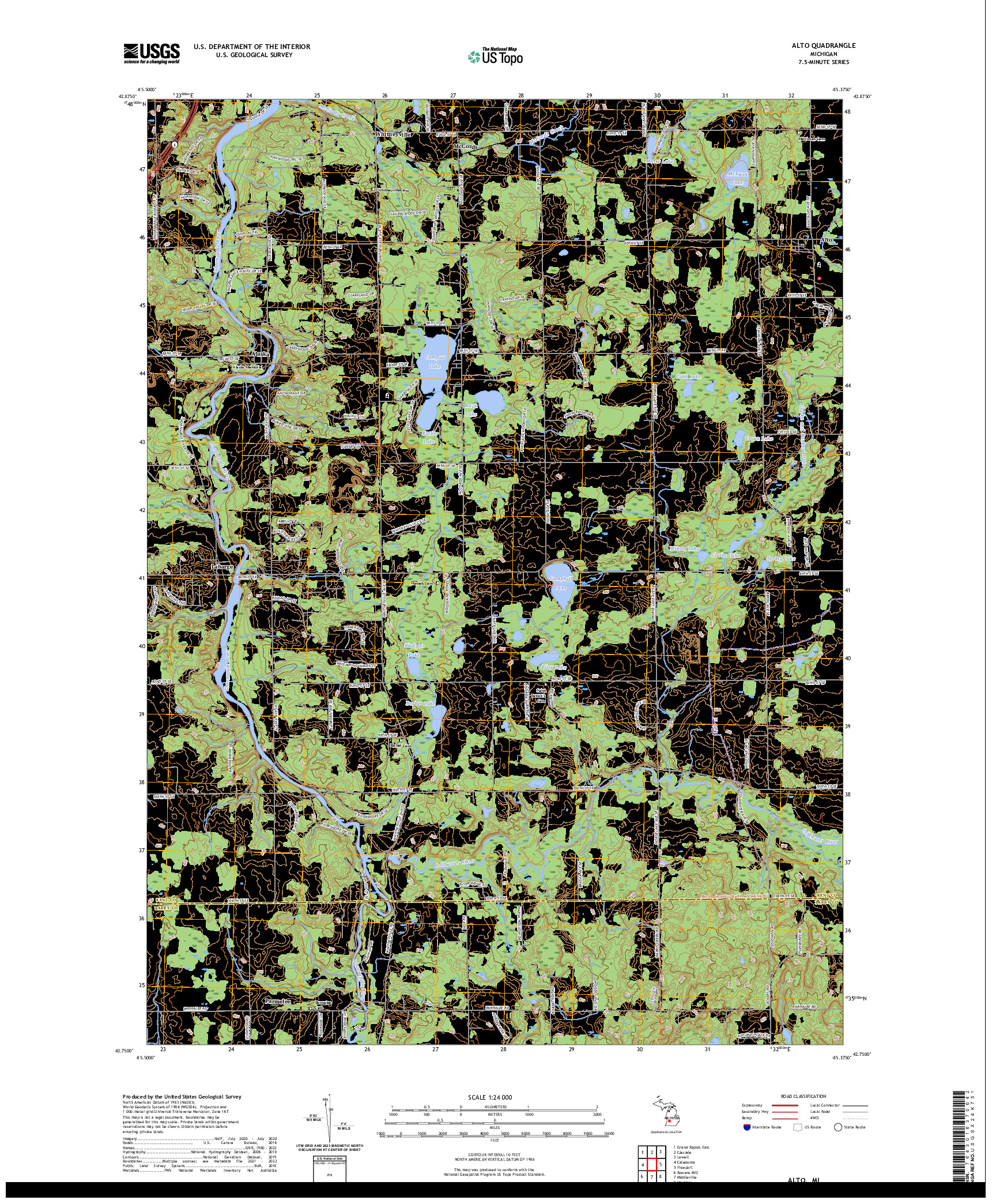 US TOPO 7.5-MINUTE MAP FOR ALTO, MI